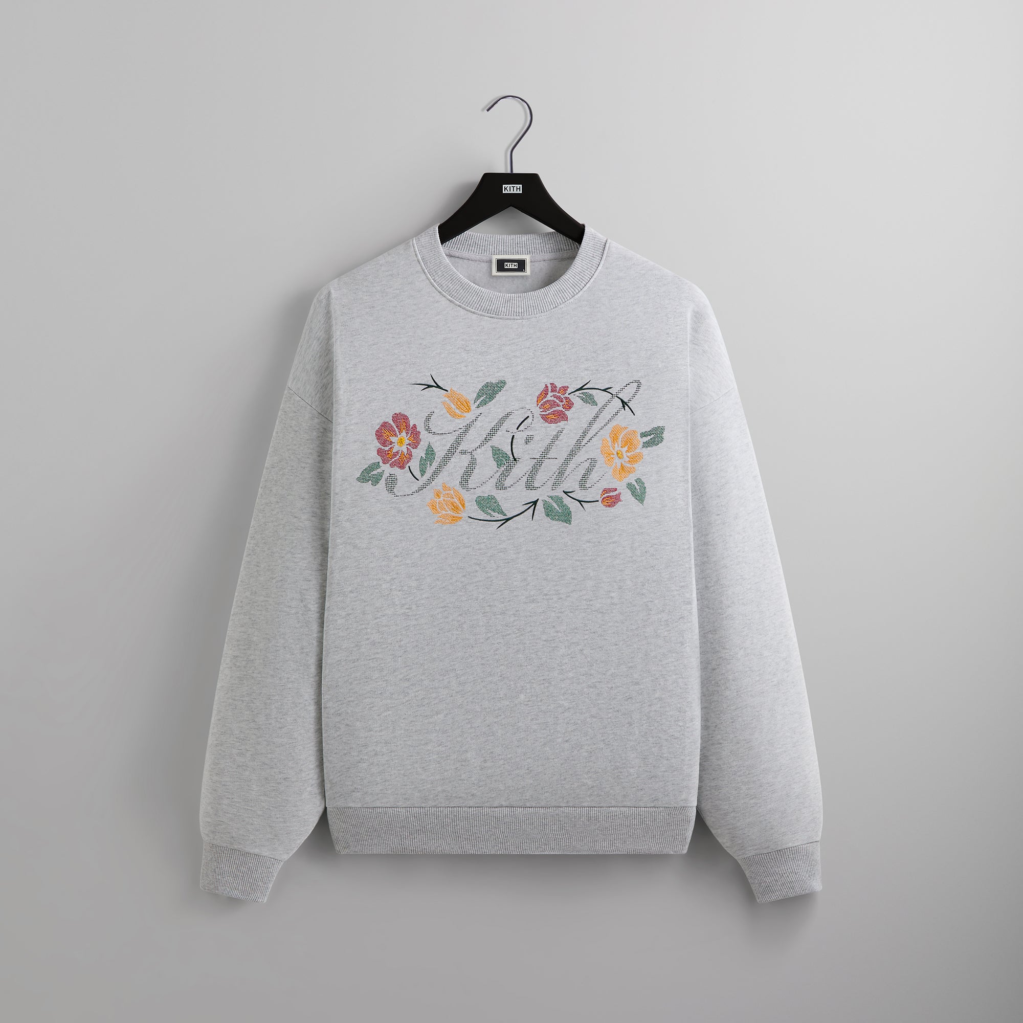 Kith Floral Script Nelson Crewneck - Light Heather Grey | Kith Light Heather Grey