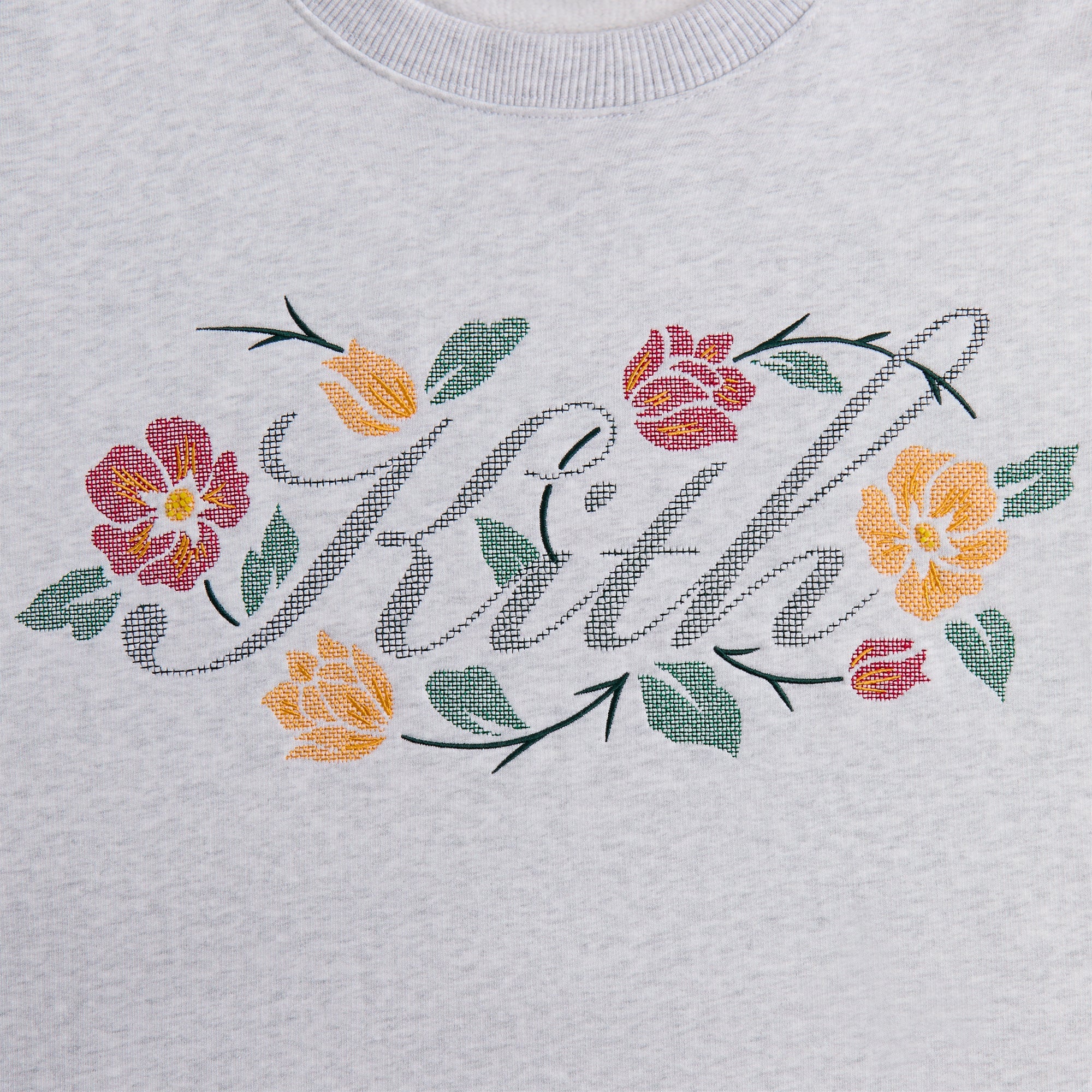 Kith Floral Script Nelson Crewneck - Light Heather Grey | Kith Light Heather Grey