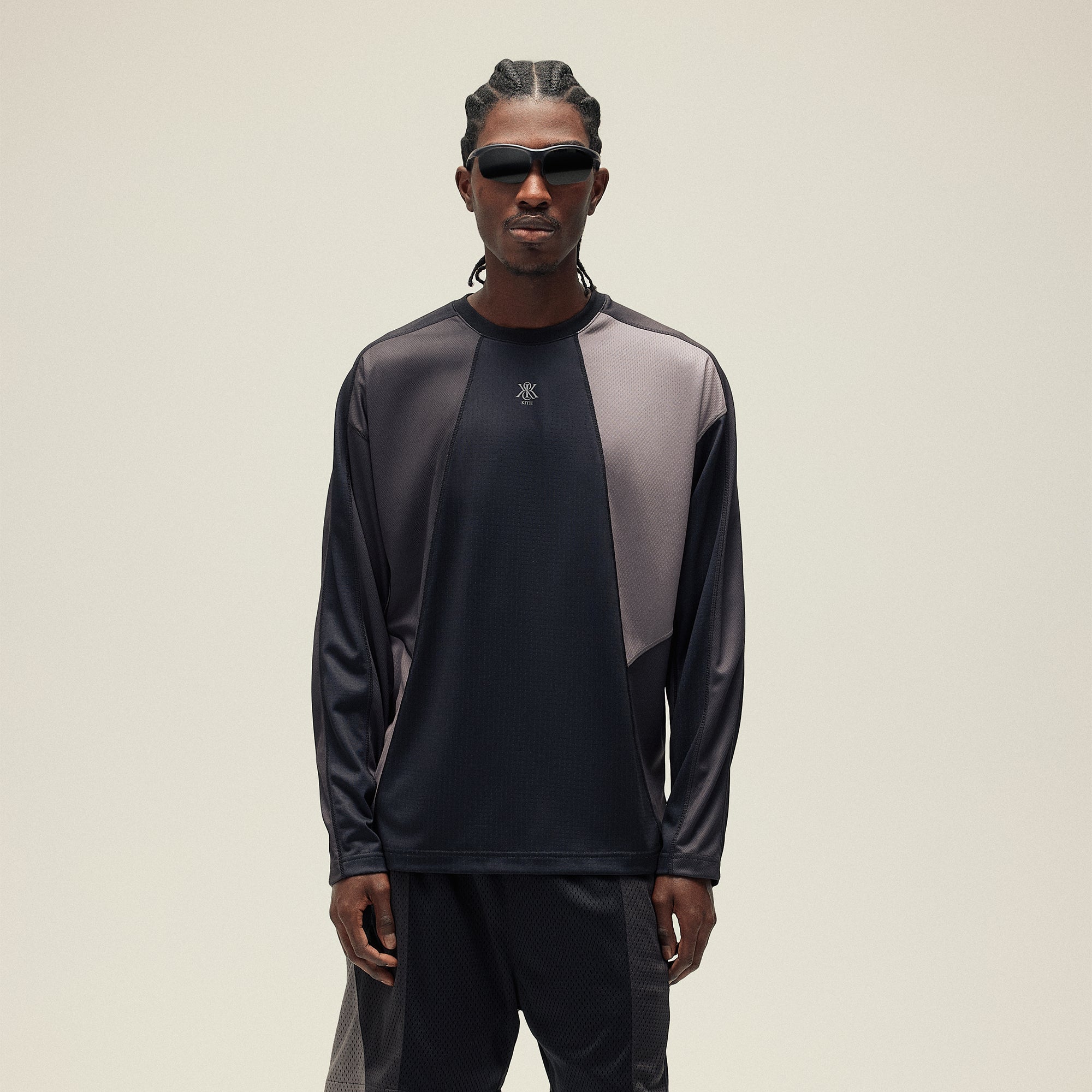 Kith Long Sleeve Panelled Otto Tee - Black | Kith Black