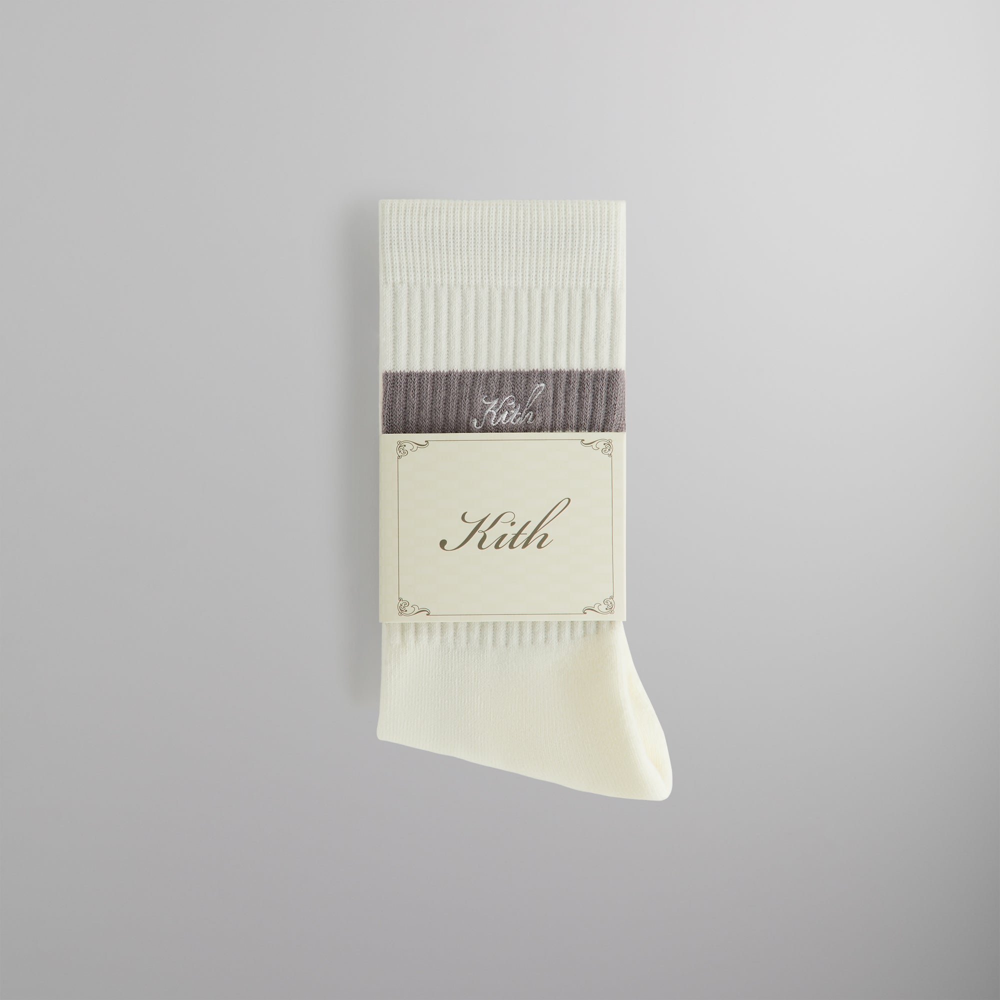 Kith Double Stripe Script Embroidered Cotton Crew Socks - Argon | Kith Argon