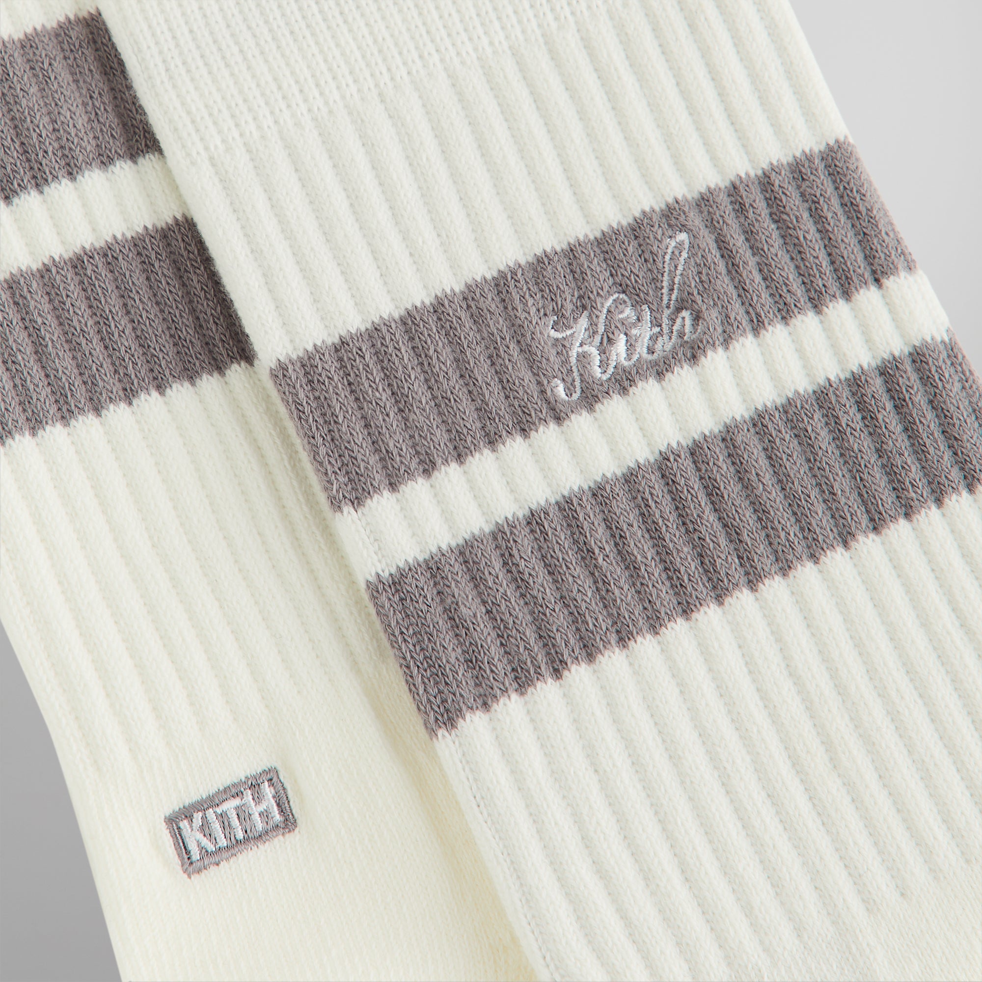 Kith Double Stripe Script Embroidered Cotton Crew Socks - Argon | Kith Argon