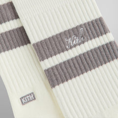 Kith Double Stripe Script Embroidered Cotton Crew Socks - Argon | Kith Argon