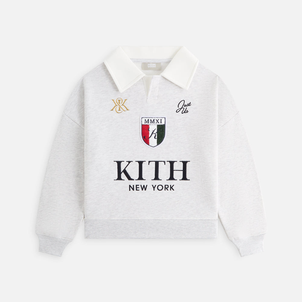 Kith Kids Collared Logo Nelson Sweatshirt - Light Heather Grey | Kith Light Heather Grey