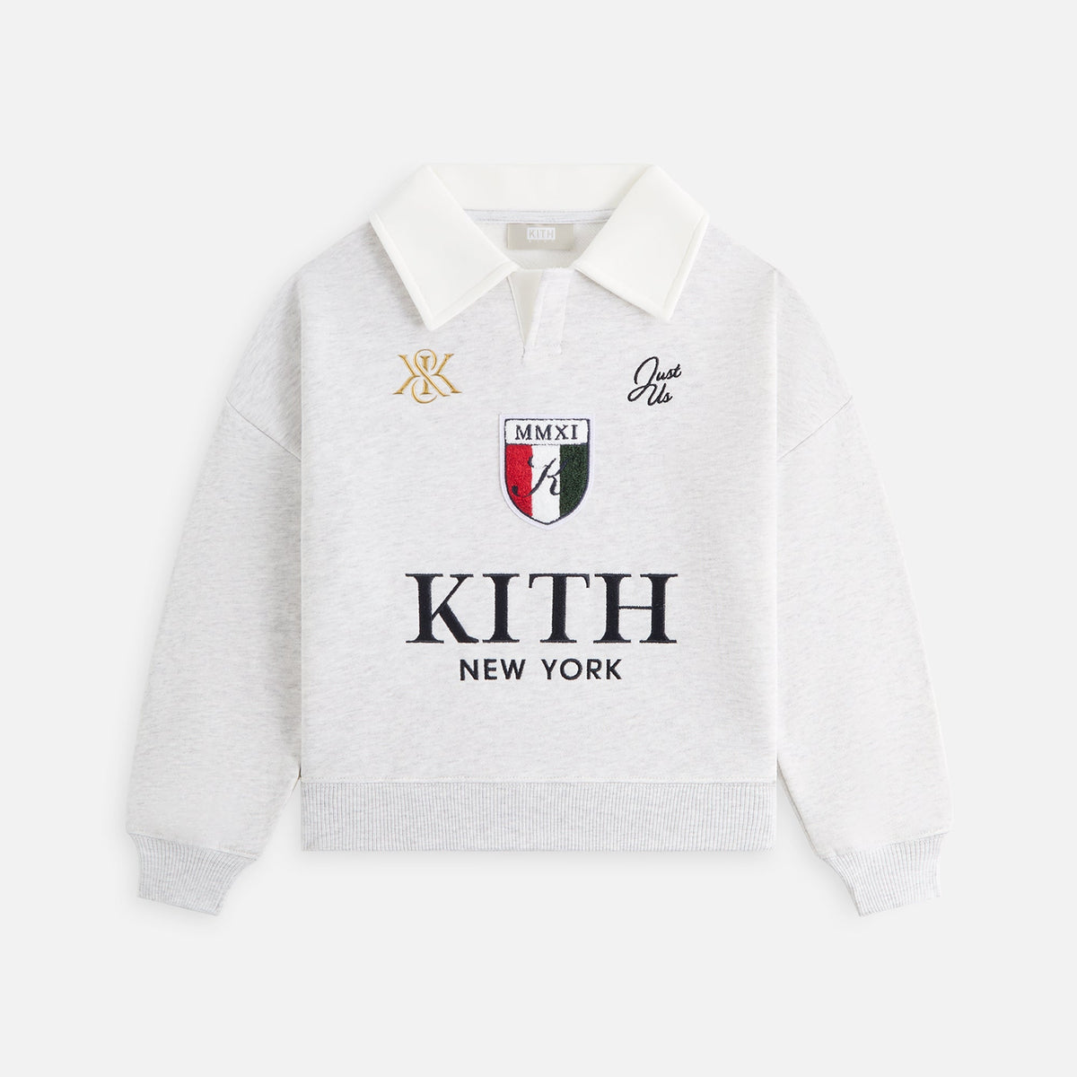 Kith Kids Collared Logo Nelson Sweatshirt - Light Heather Grey | Kith Light Heather Grey