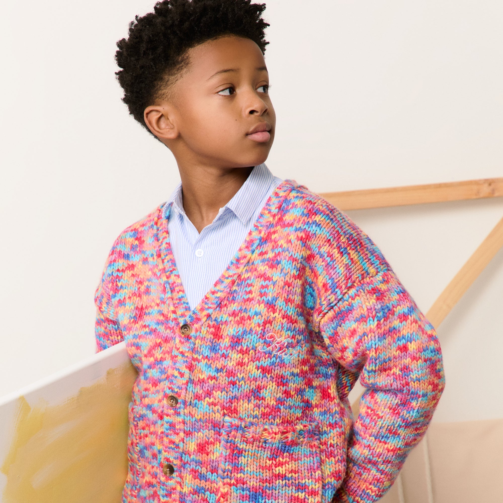 Kith Kids Weirfield Logo Space Dye Cardigan - Fervor | Kith Fervor
