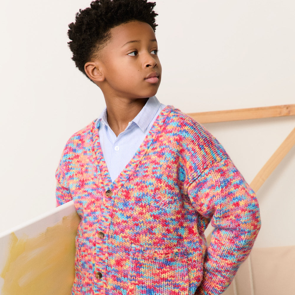 Kith Kids Weirfield Logo Space Dye Cardigan - Fervor | Kith Fervor