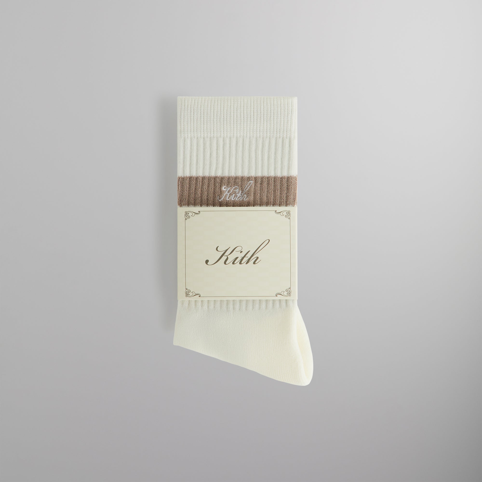 Kith Double Stripe Script Embroidered Cotton Crew Socks - Molecule | Kith Molecule
