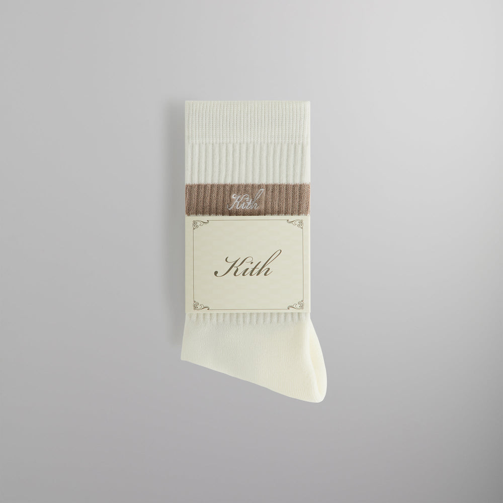 Kith Double Stripe Script Embroidered Cotton Crew Socks - Molecule | Kith Molecule