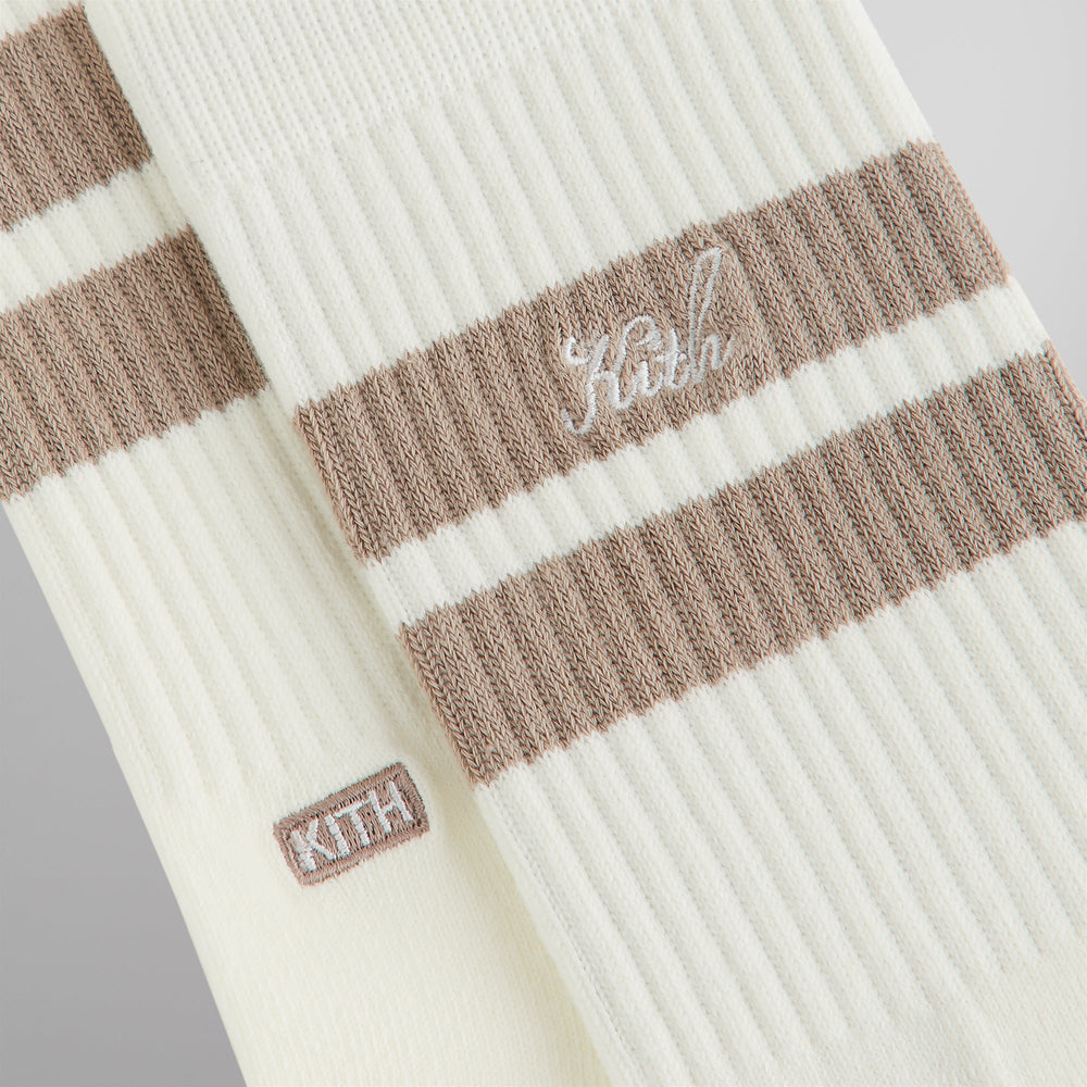 Kith Double Stripe Script Embroidered Cotton Crew Socks - Molecule | Kith Molecule