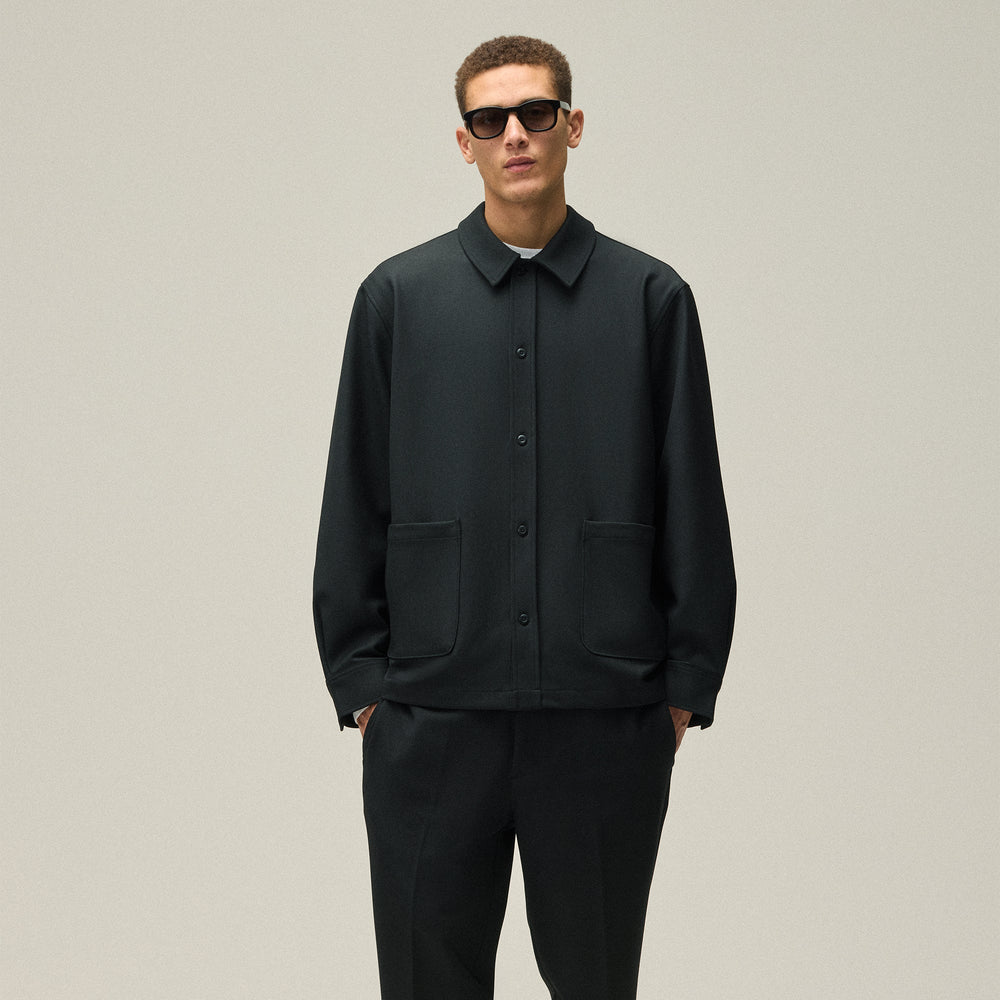 Kith Double Weave Boxy Collared Overshirt - Black | Kith Black