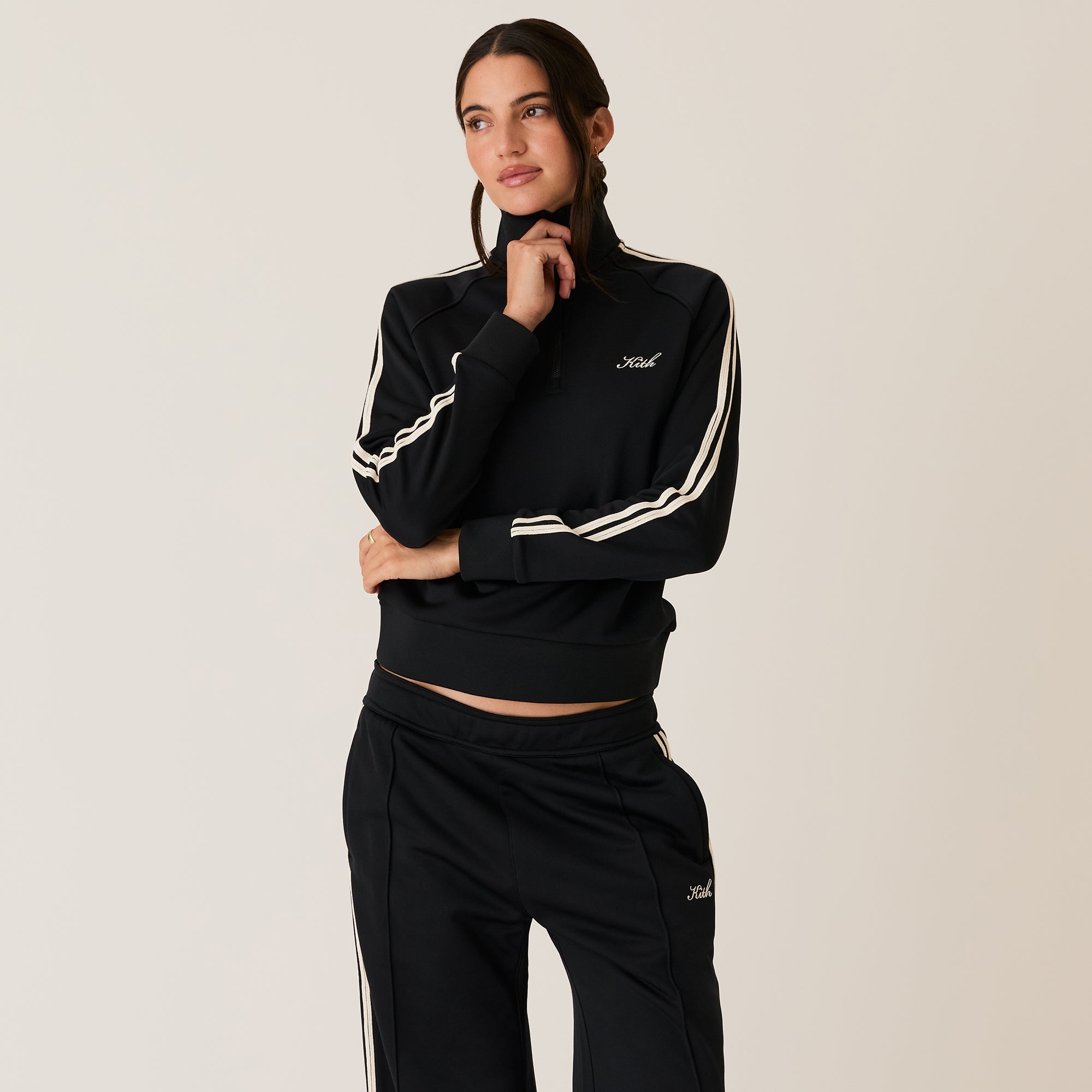 Kith Women Everly Tricot Track Quarter Zip - Black | Kith Black