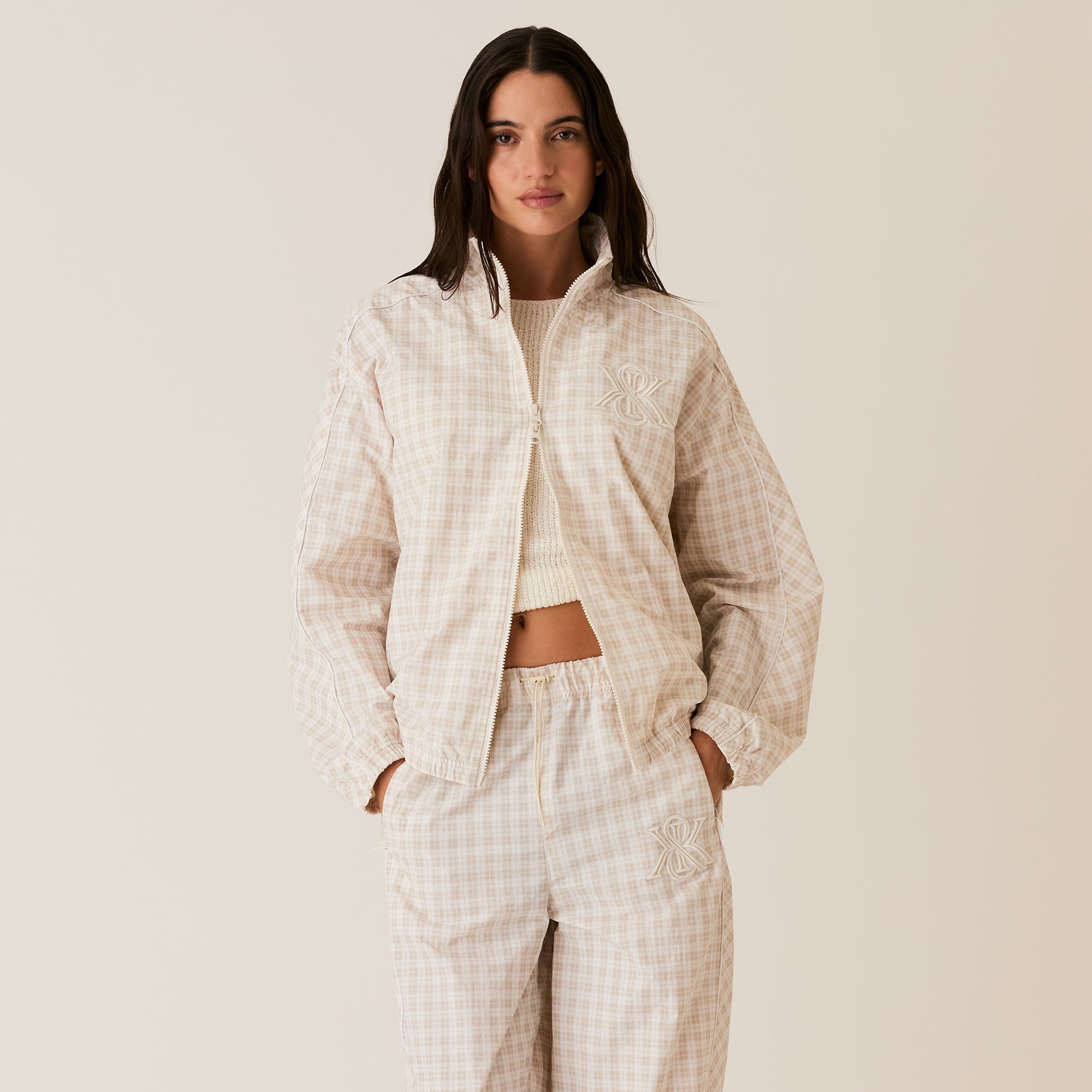 Kith Women Azariah Check Track Jacket- White | Kith