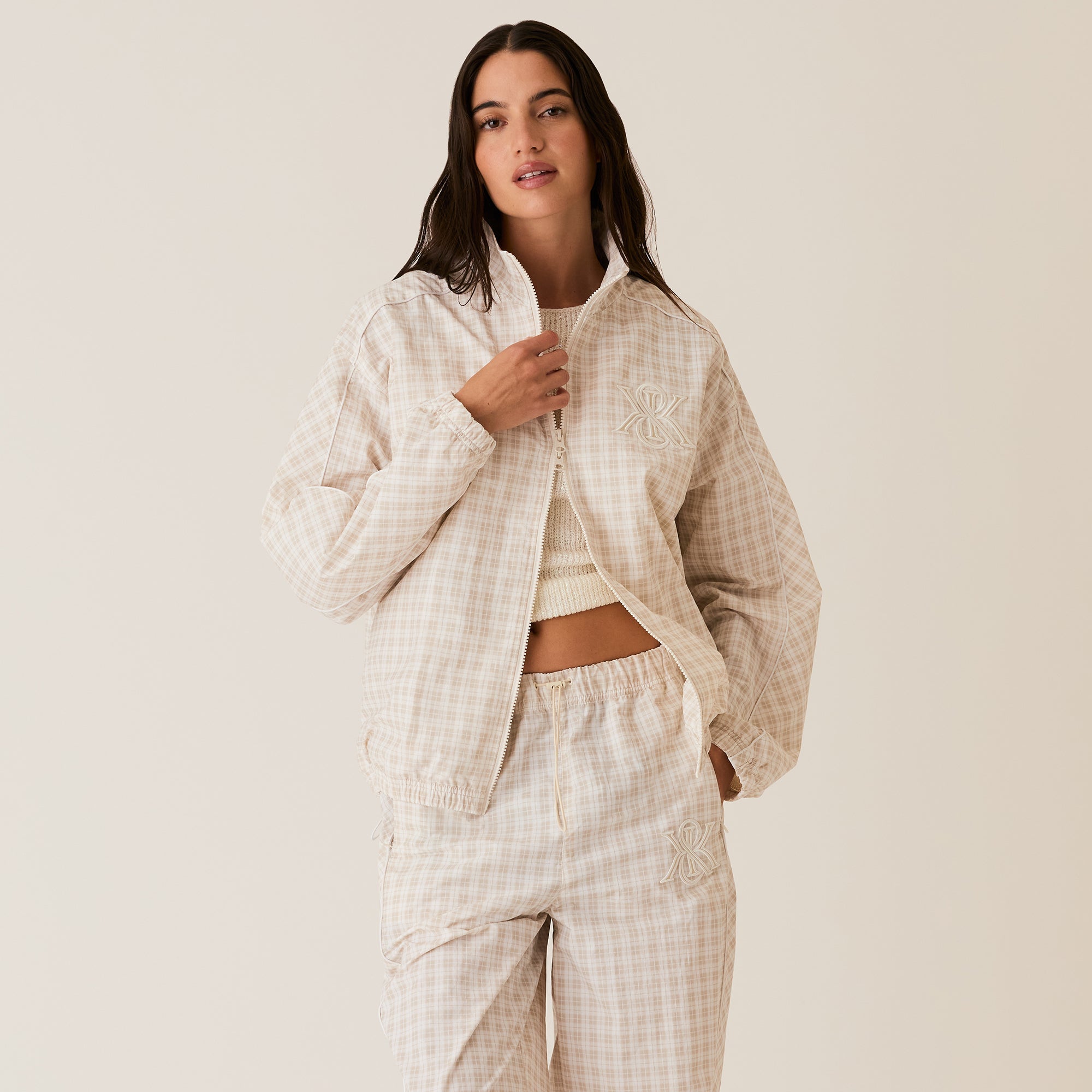 Kith Women Azariah Check Track Jacket- White | Kith