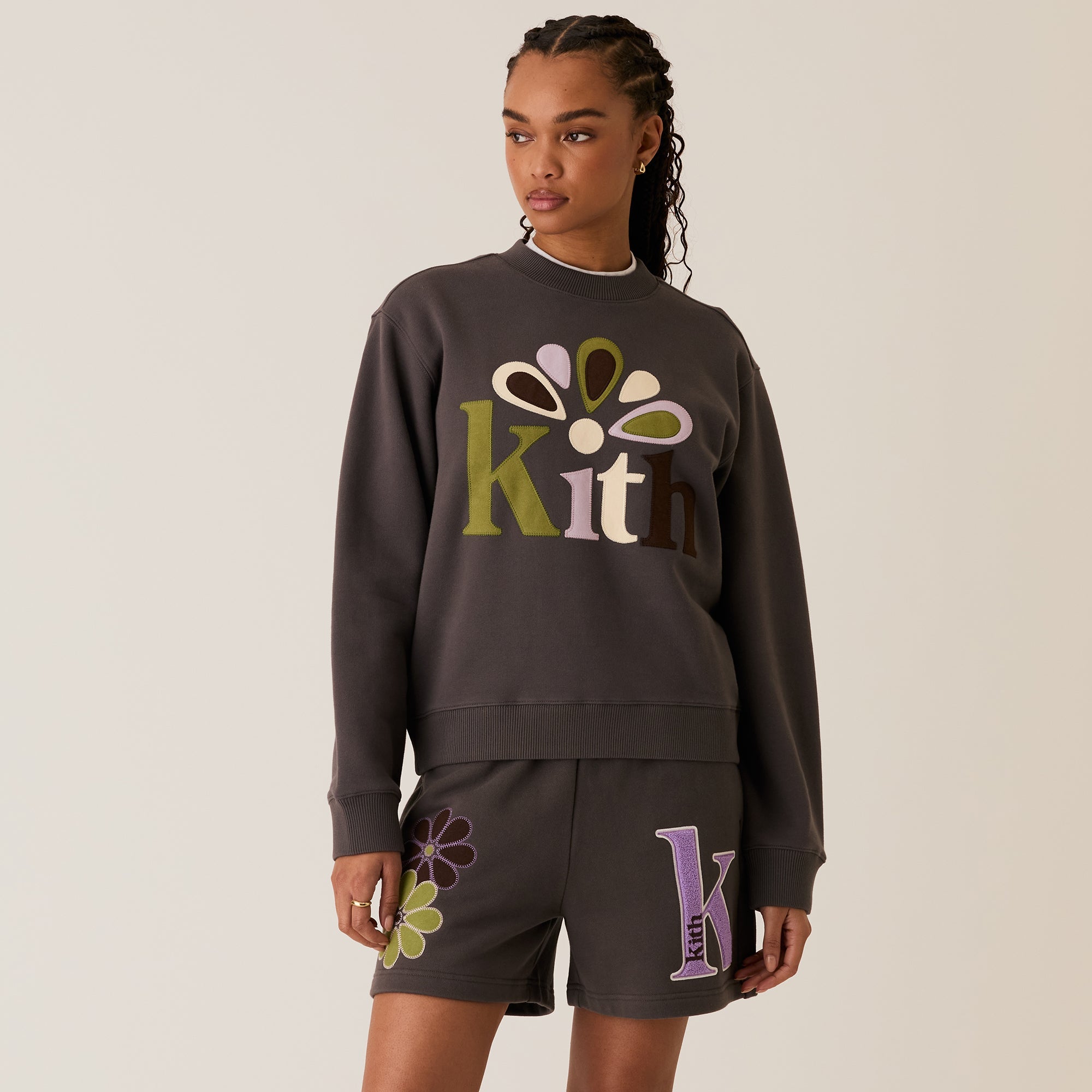 Kith Women Ashwin Applique Crewneck - Hematite | Kith Hematite