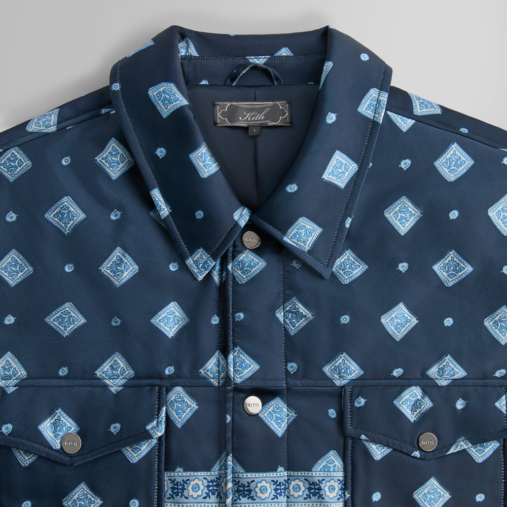 Kith Puffed Jase Satin Trucker Jacket - Nocturnal | Kith Nocturnal