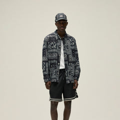 Kith Washed Cotton Bandana Boxy Collared Overshirt - Black | Kith Black