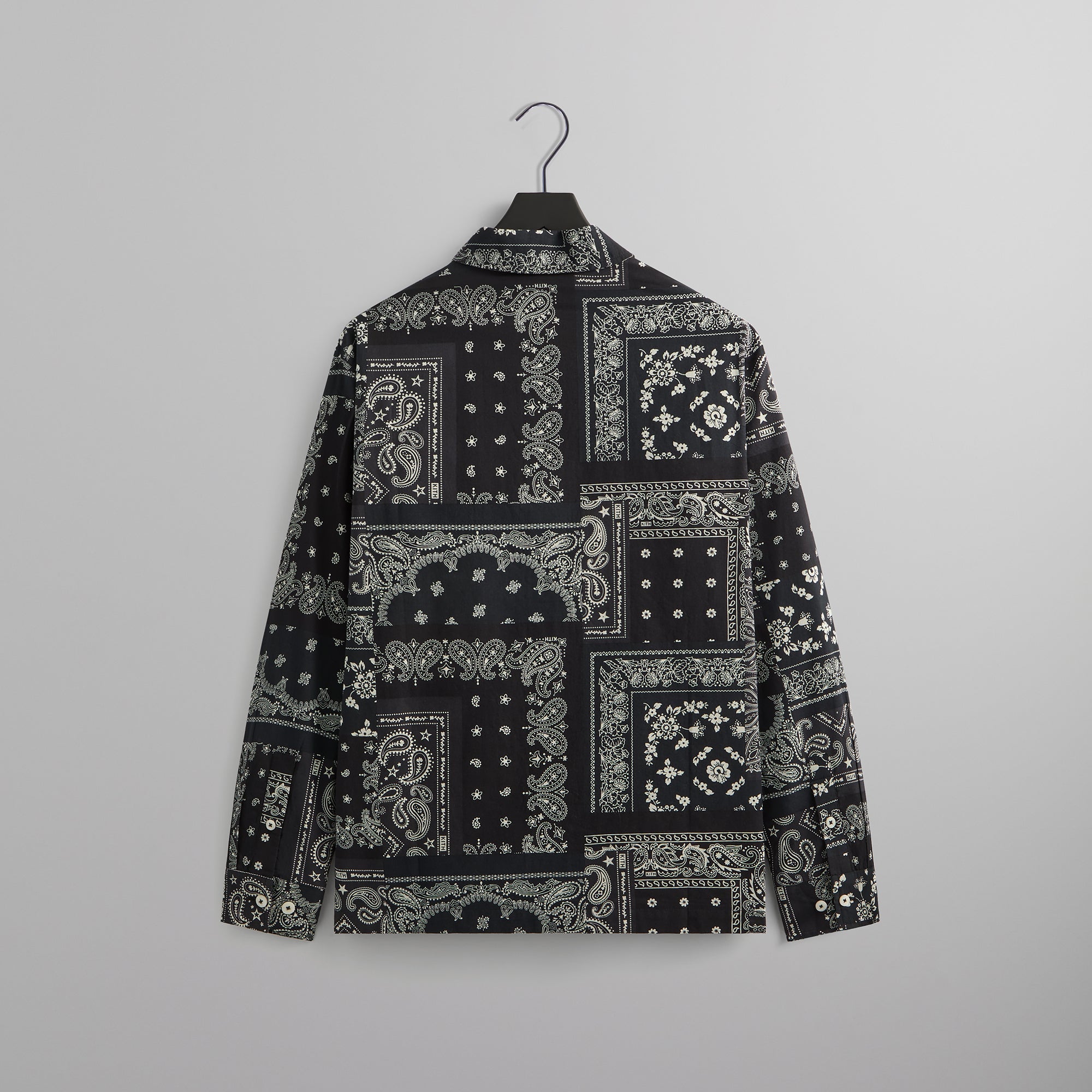 Kith Washed Cotton Bandana Boxy Collared Overshirt - Black | Kith Black