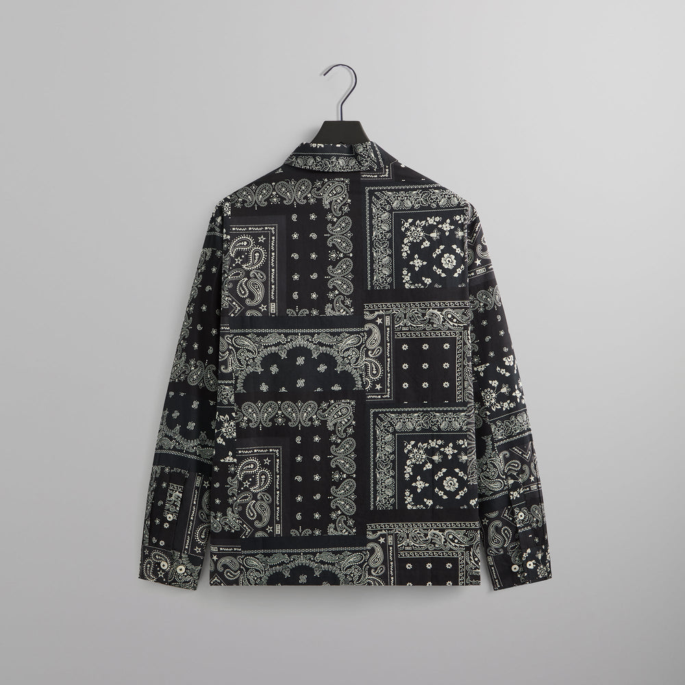 Kith Washed Cotton Bandana Boxy Collared Overshirt - Black | Kith Black