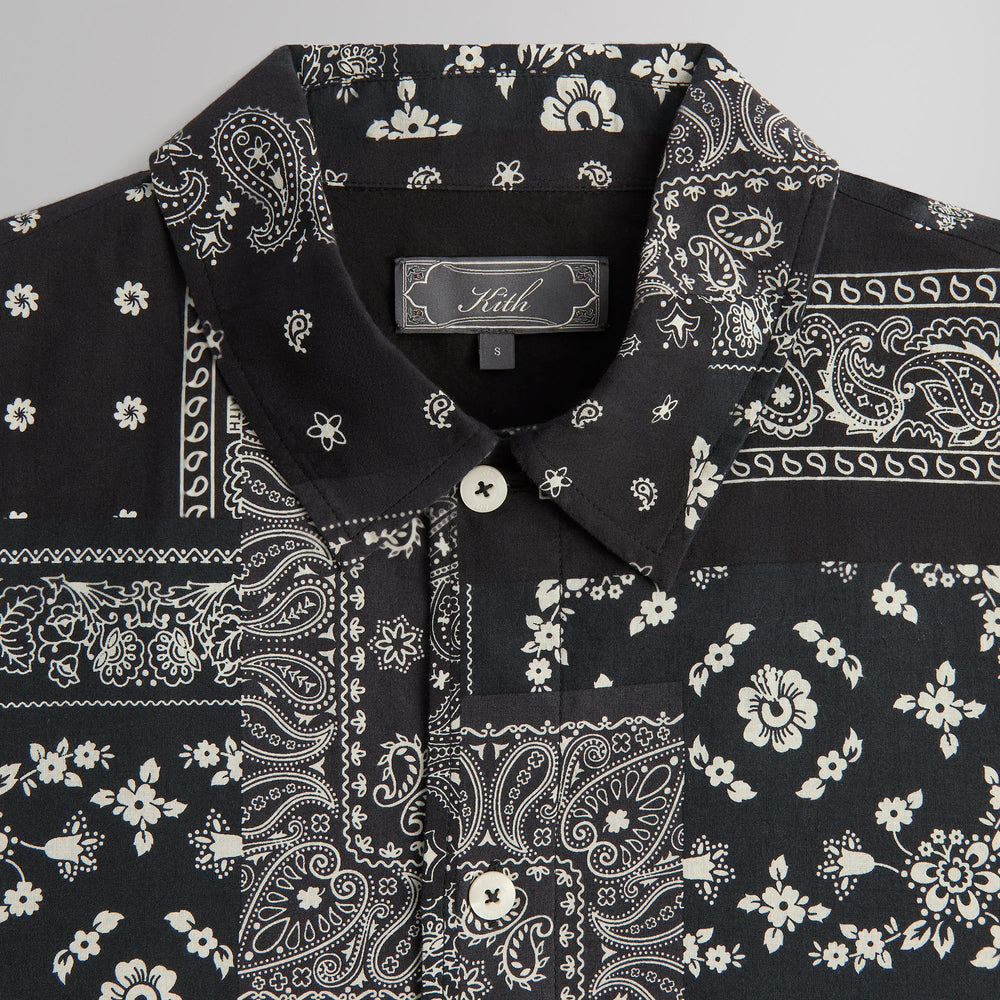 Kith Washed Cotton Bandana Boxy Collared Overshirt - Black | Kith Black