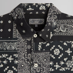 Kith Washed Cotton Bandana Boxy Collared Overshirt - Black | Kith Black