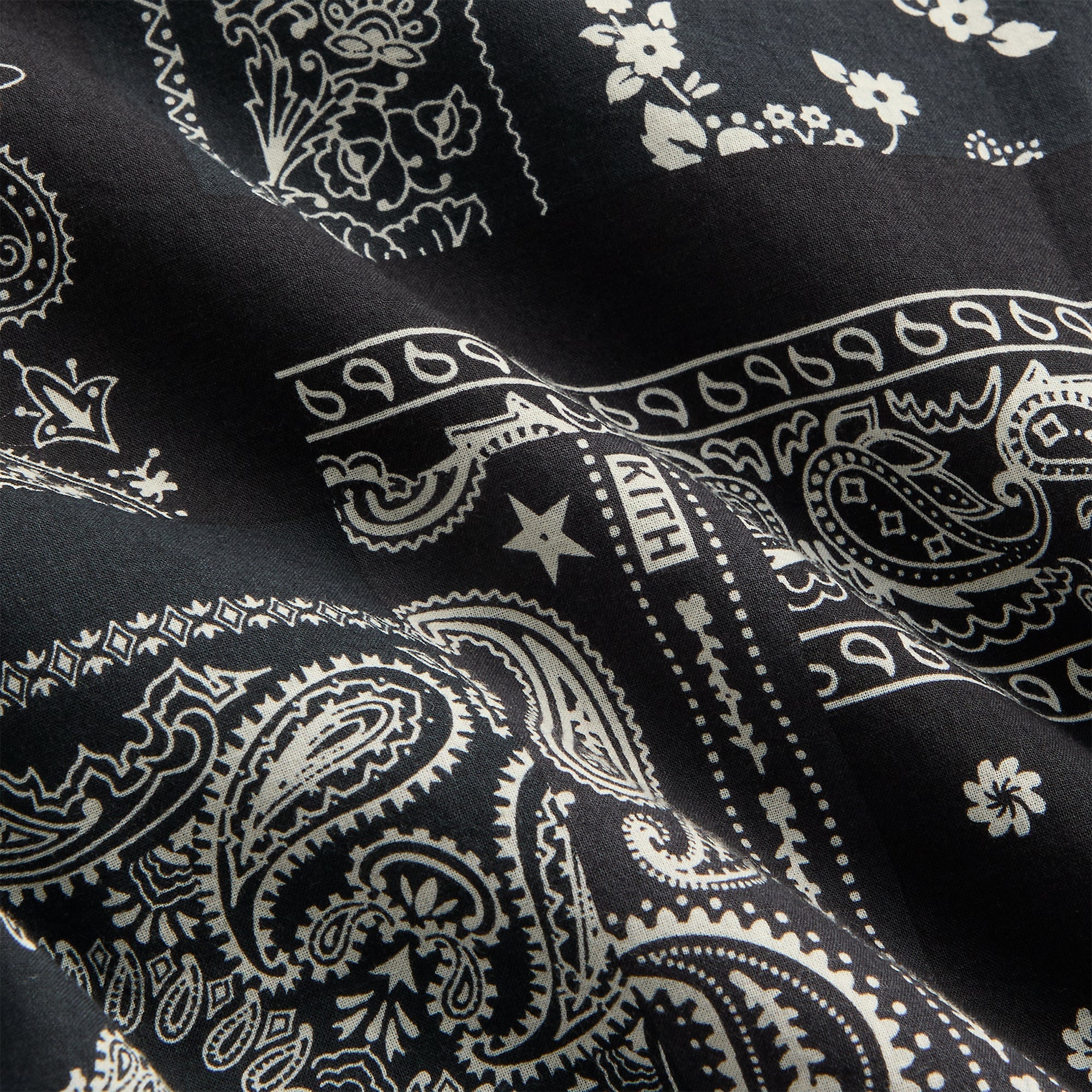 Kith Washed Cotton Bandana Boxy Collared Overshirt - Black | Kith Black