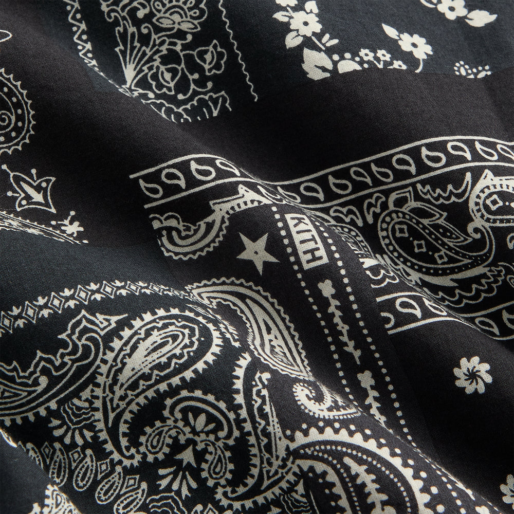 Kith Washed Cotton Bandana Boxy Collared Overshirt - Black | Kith Black