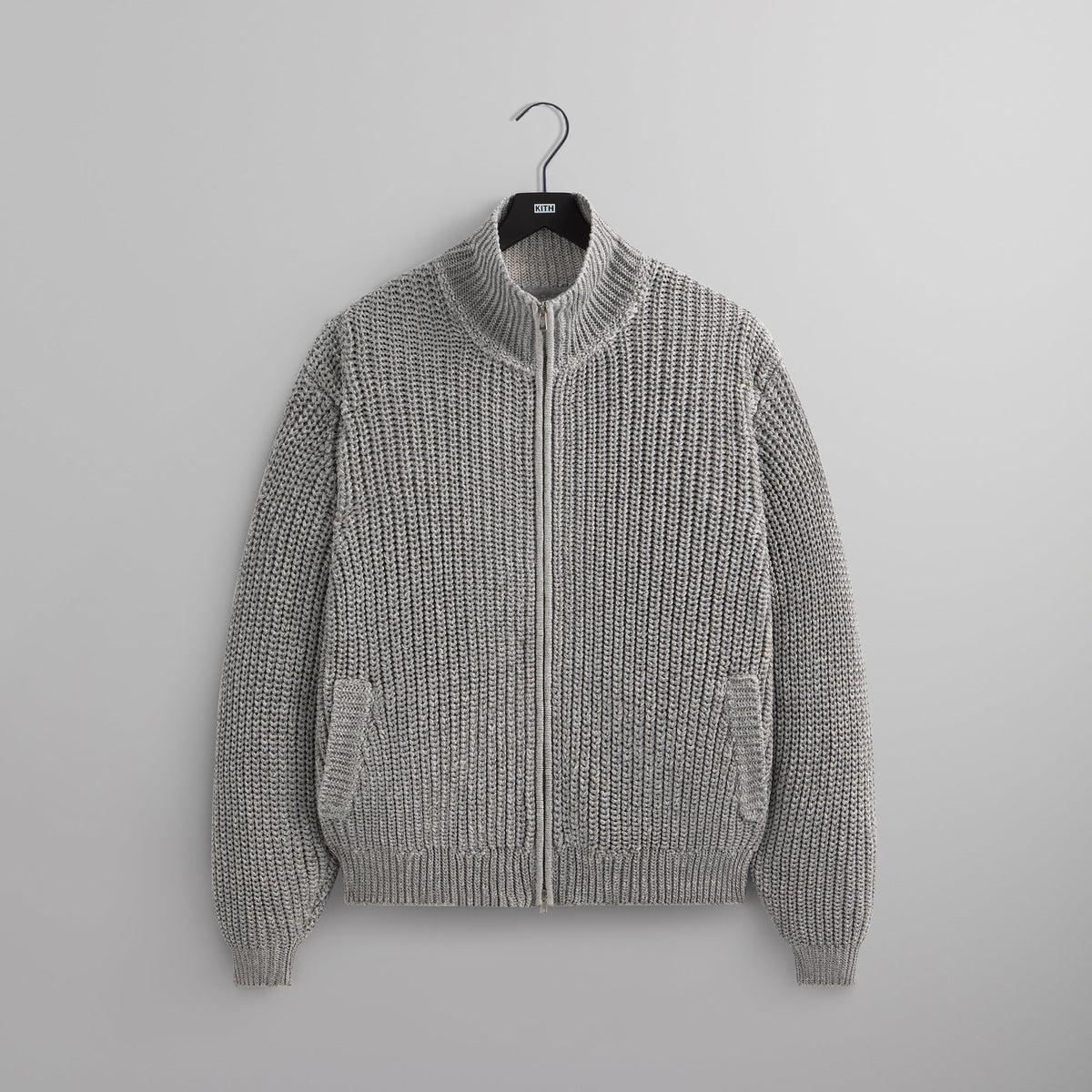 &Kin Reflective Wyona Full Zip Sweater - Silver | Kith Silver