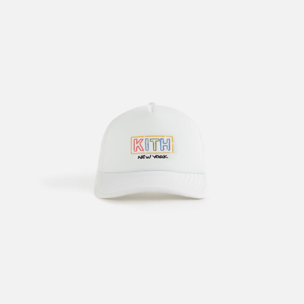 Kith Kids New York Classic Logo Trucker Cap - White | Kith White