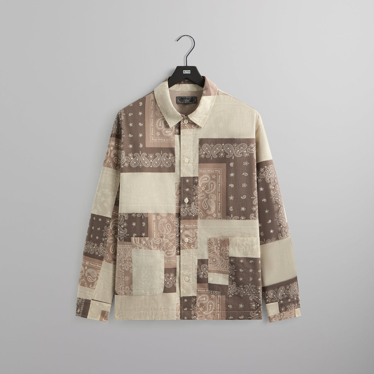 Kith Washed Cotton Bandana Boxy Collared Overshirt - Overcast | Kith Overcast