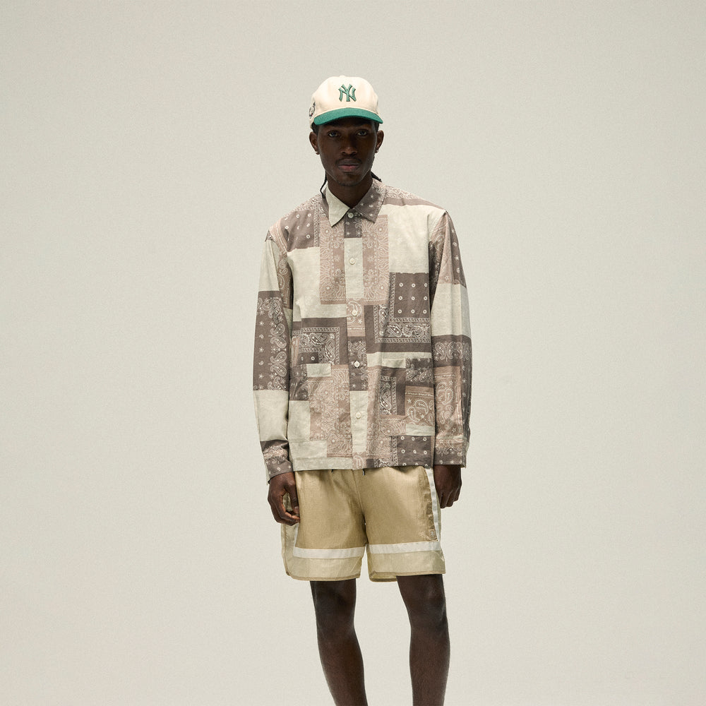 Kith Washed Cotton Bandana Boxy Collared Overshirt - Overcast | Kith Overcast