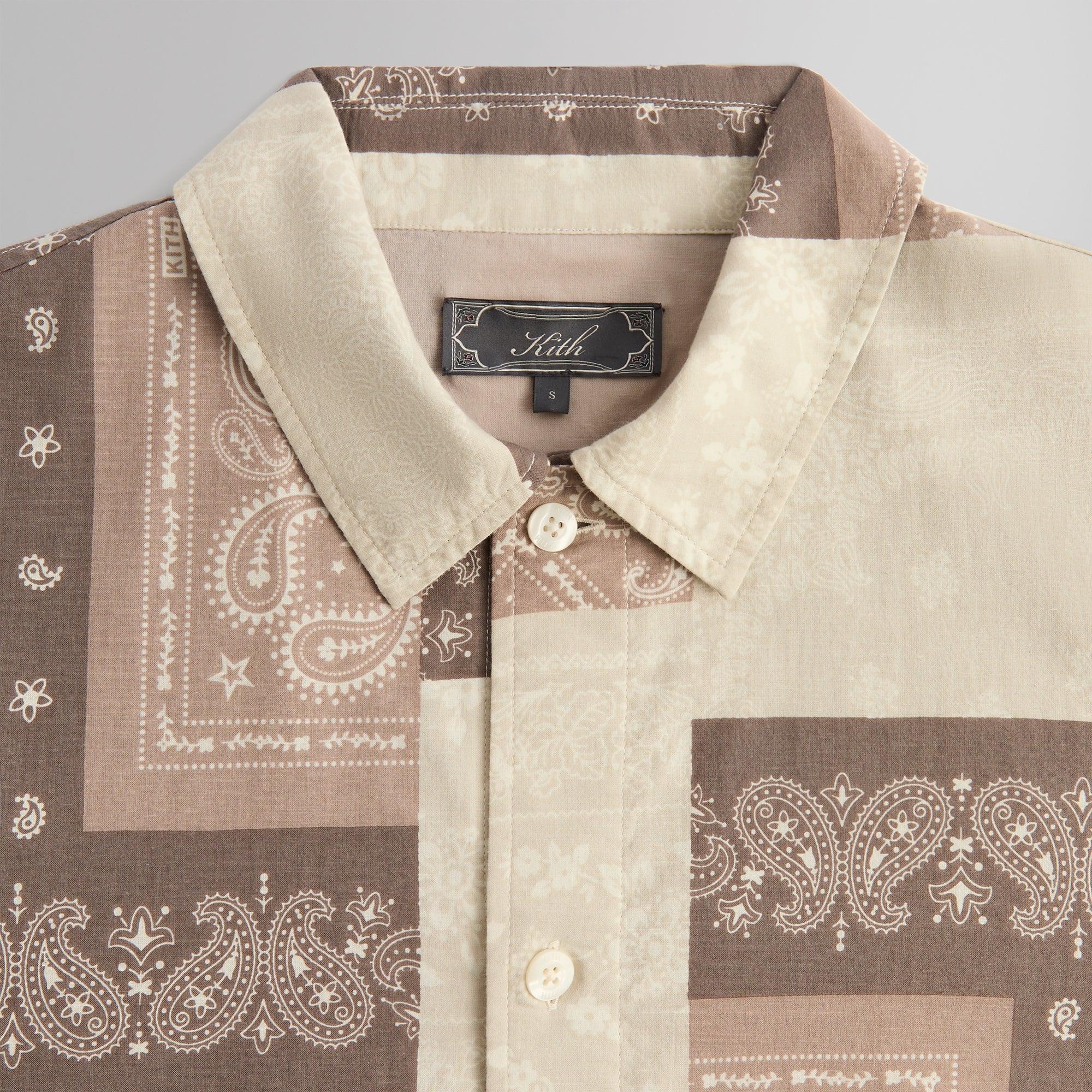 Kith Washed Cotton Bandana Boxy Collared Overshirt - Overcast | Kith Overcast