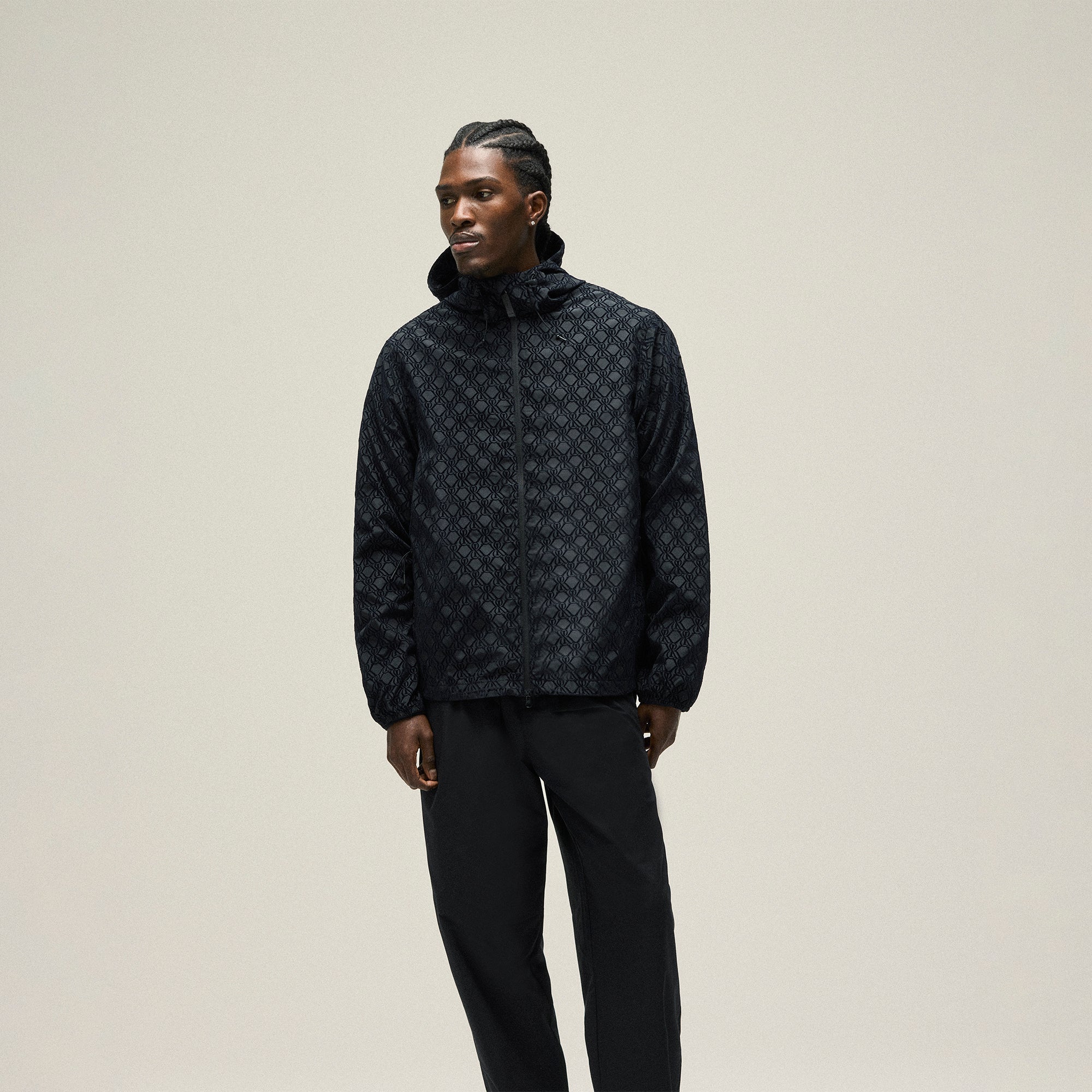 Kith Flocked Crest Damien Windbreaker - Black | Kith Black