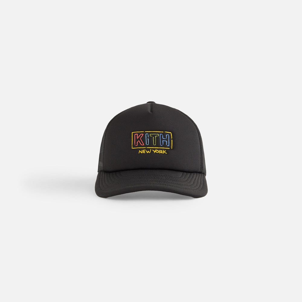 Kith Kids New York Classic Logo Trucker Cap - Black | Kith Black