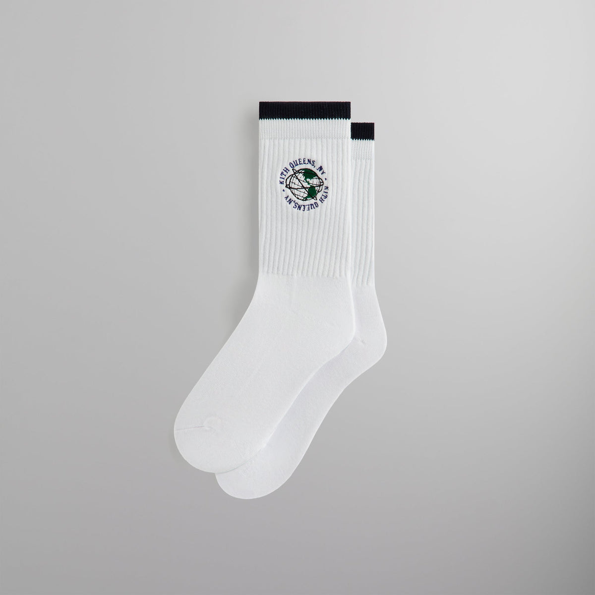 Kith Embroidered Globe Crew Sock - White | Kith White