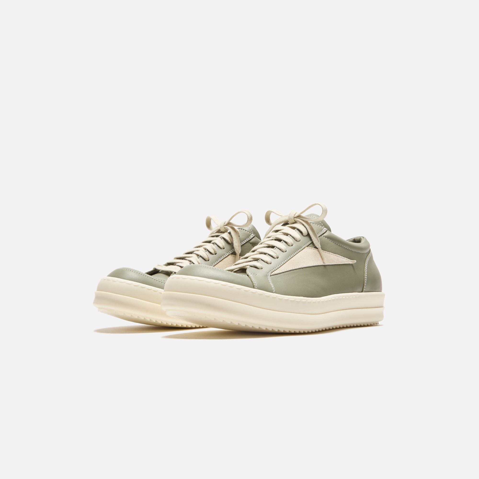 Rick Owens Vintage Sneaker - Scarpe In Pelle Celadon / Milk / Milk | Kith Scarpe In Pelle Celadon / Milk / Milk