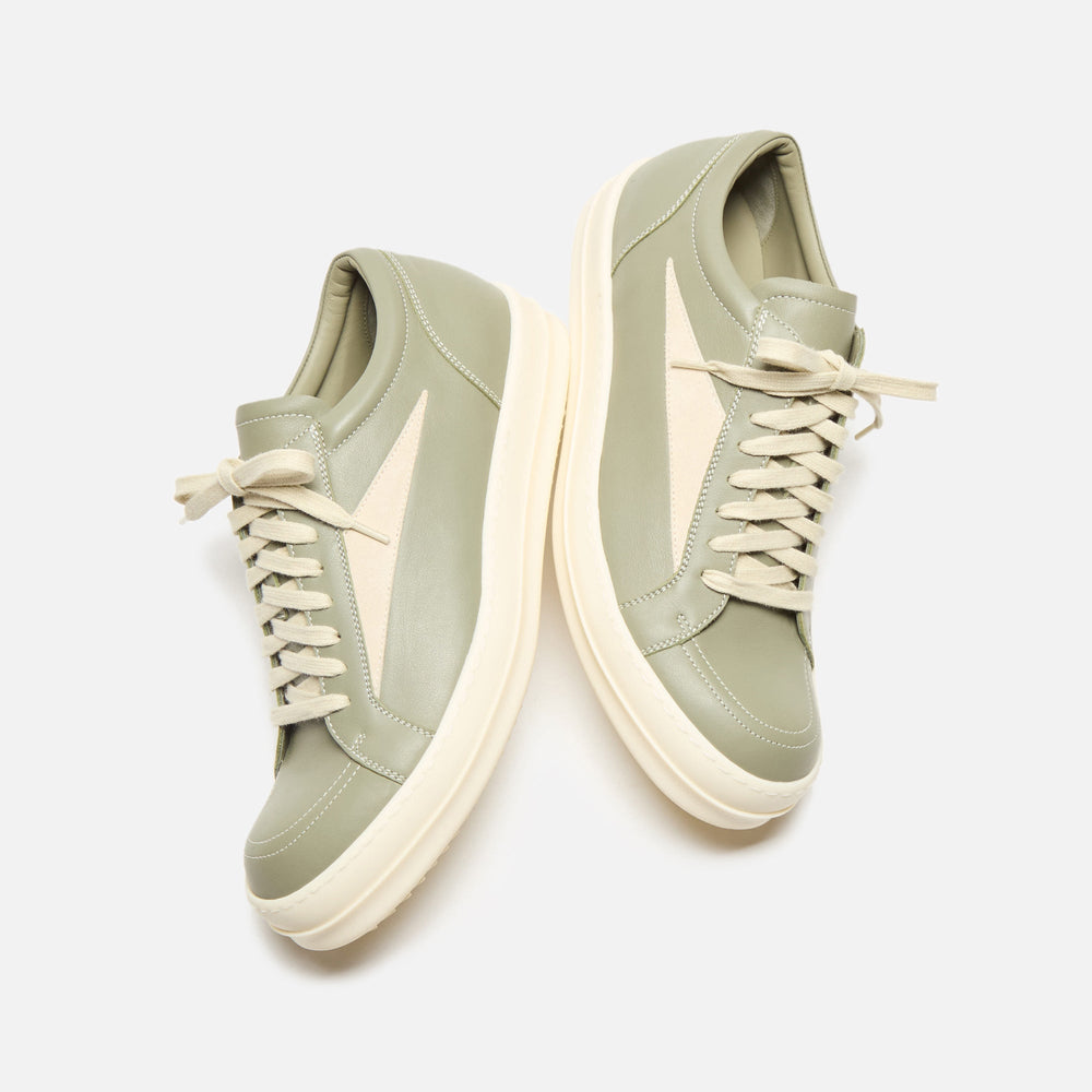 Rick Owens Vintage Sneaker - Scarpe In Pelle Celadon / Milk / Milk | Kith Scarpe In Pelle Celadon / Milk / Milk