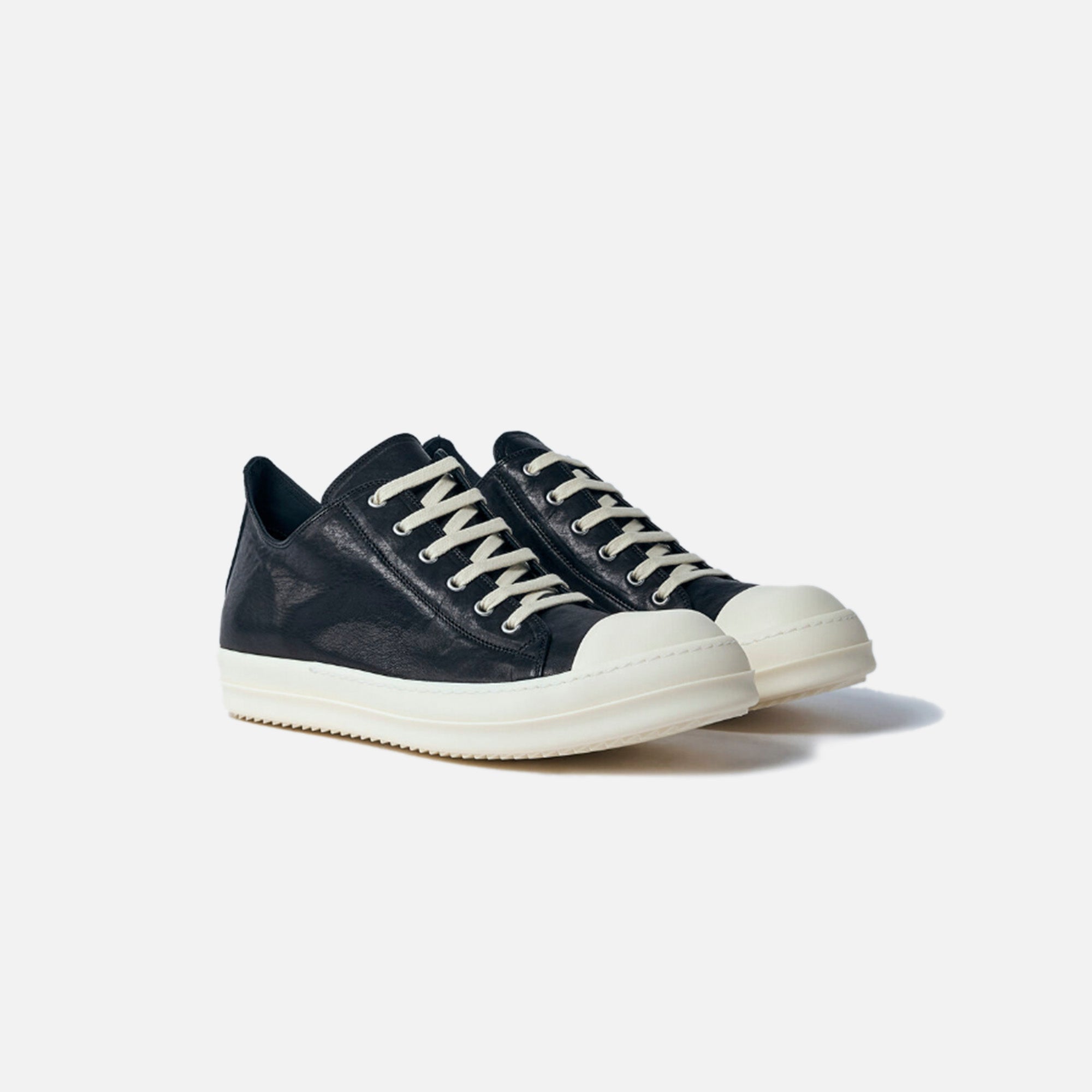 Rick Owens WMNS Scarpe Low Sneaker - Scarpe in Pelle Black / Milk / Mi | Kith Scarpe in Pelle Black / Milk / Milk