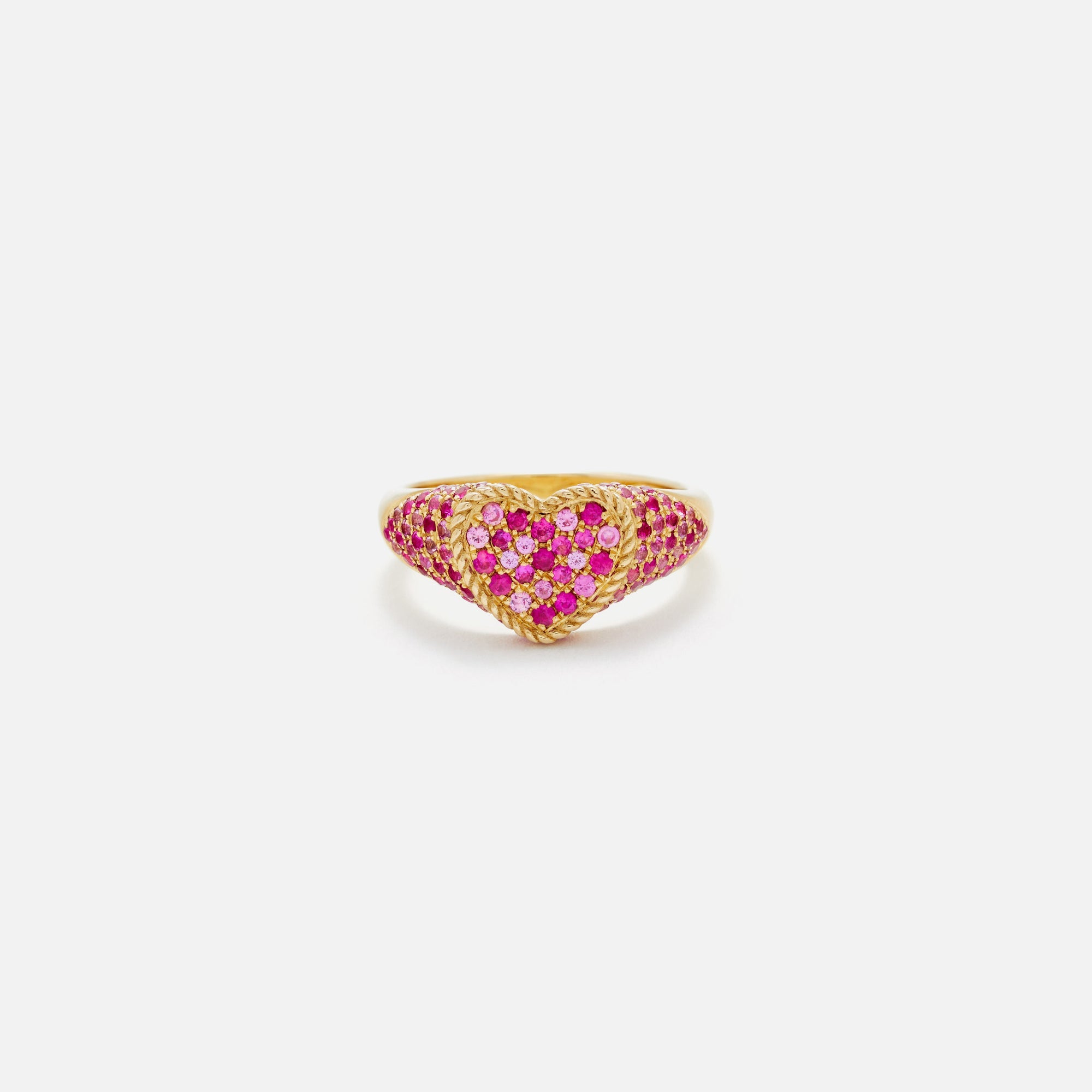 Yvonne Leon Baby Chevaliere Coeur Multi Saphirs Roses - Gold / Pink | Kith Gold / Pink