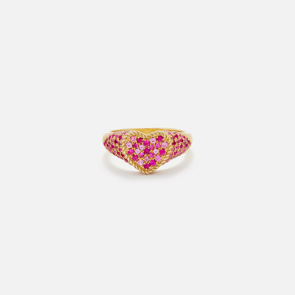 Yvonne Leon Baby Chevaliere Coeur Multi Saphirs Roses - Gold / Pink | Kith Gold / Pink