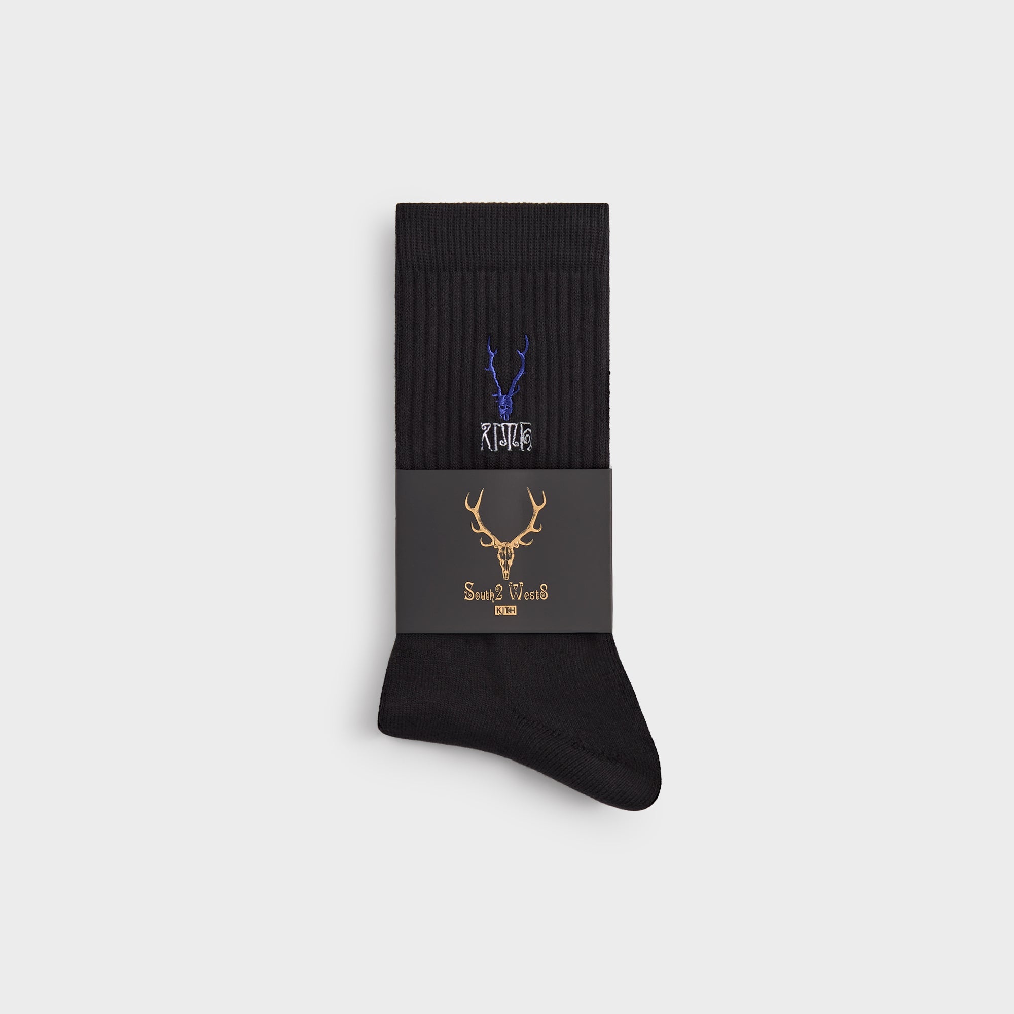 Kith for South2 West8 Embroidered Logo Crew Socks - Black | Kith Black
