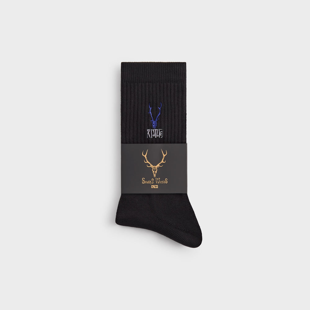 Kith for South2 West8 Embroidered Logo Crew Socks - Black | Kith Black
