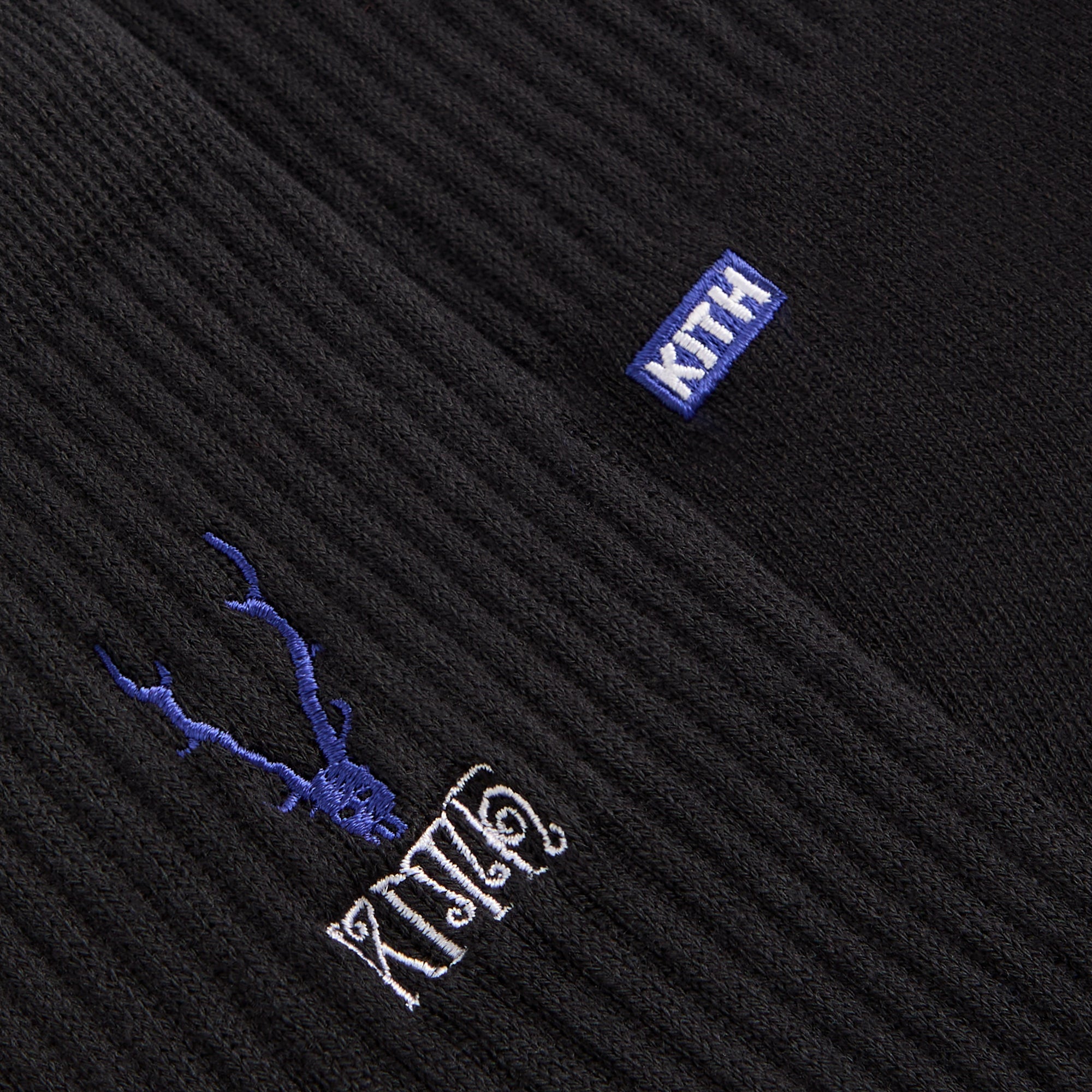 Kith for South2 West8 Embroidered Logo Crew Socks - Black | Kith Black