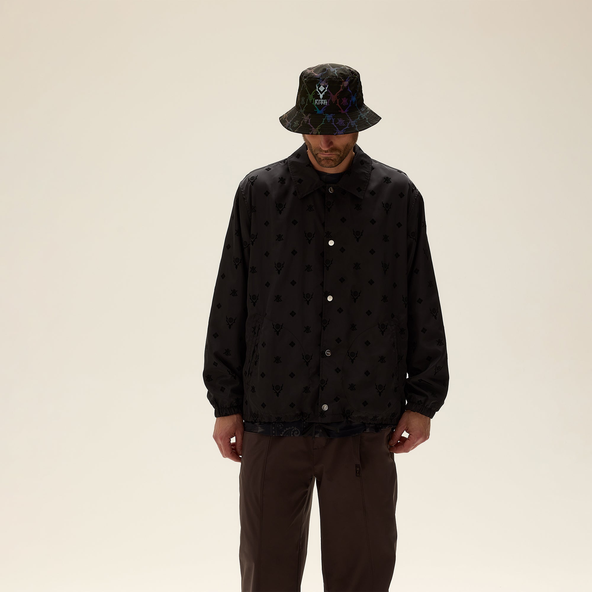 Kith & South2 West8 for Columbia Flocked Monogram Coaches Jacket - Bla | Kith Black