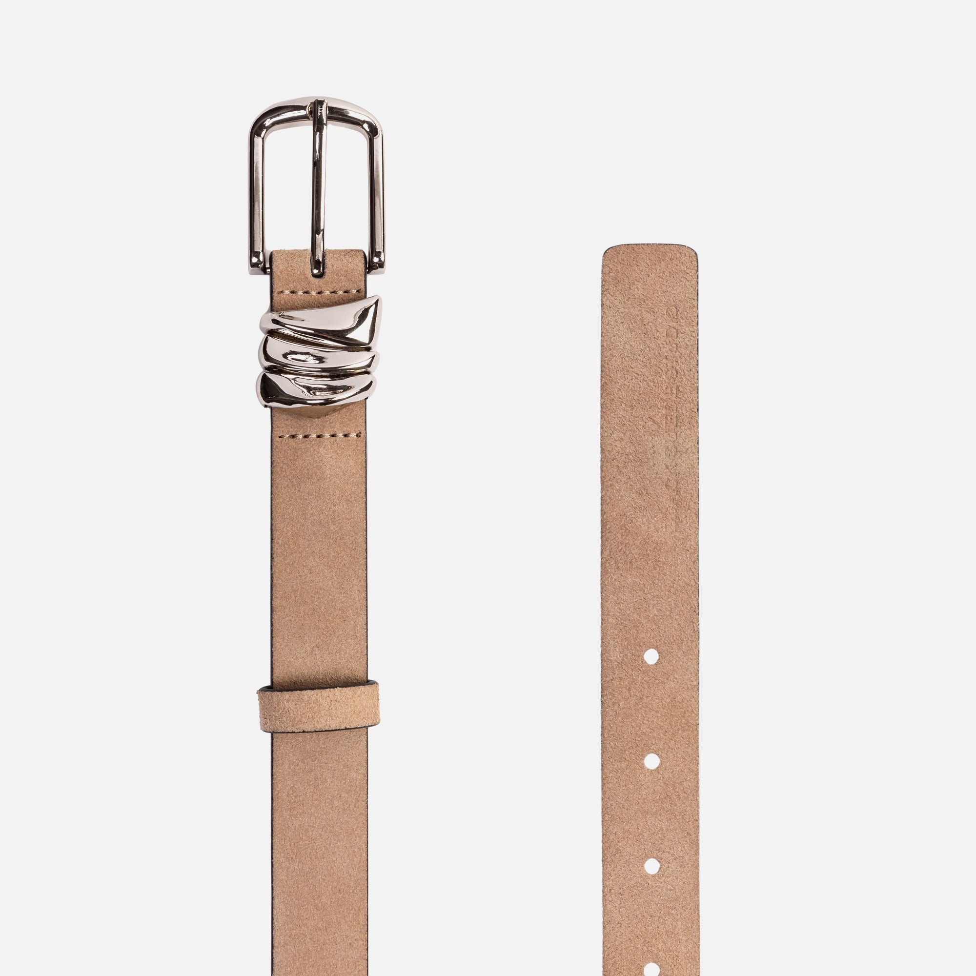 Black Suede Studio Boyfriend Belt - Sand Suede / Silver Hardware | Kith Sand Suede / Silver Hardware