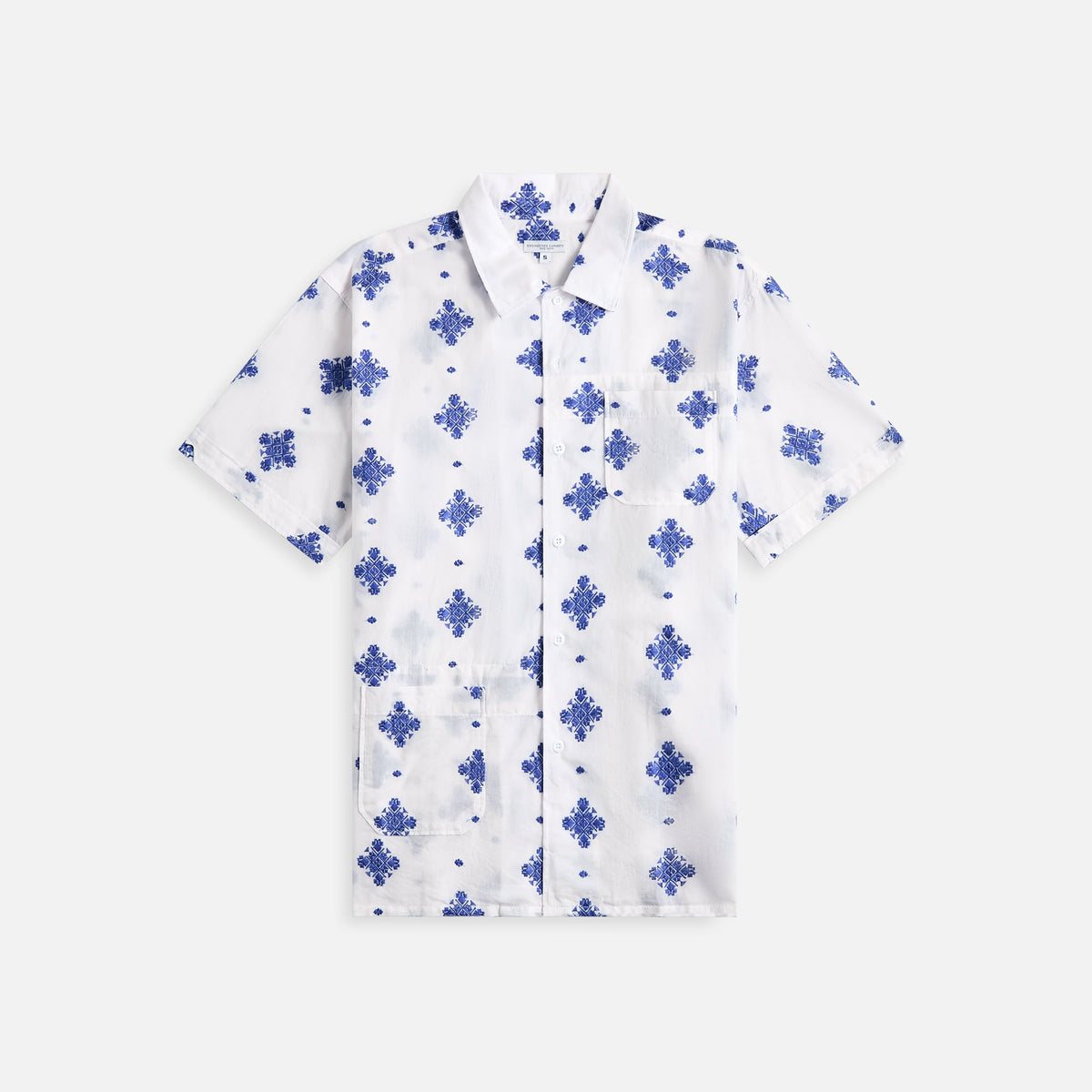 Engineered Garments Camp Shirt - White CP Crest Embroidery Sheeting | Kith White CP Crest Embroidery Sheeting