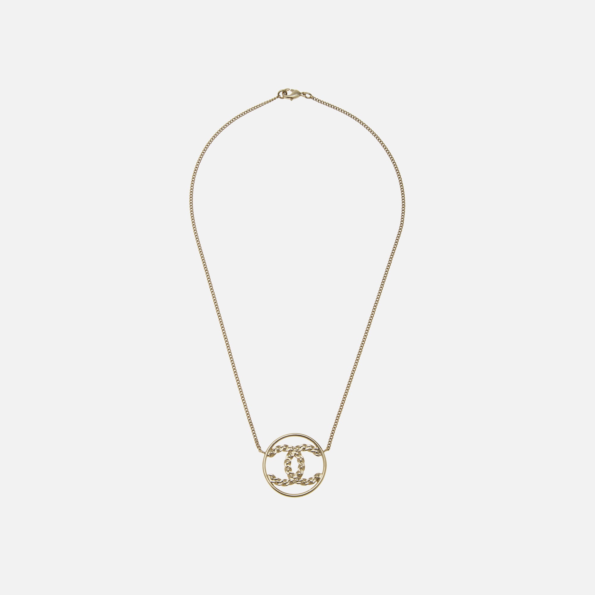 WGACA Chanel Gold Crystal CC In Circle Necklace - Gold / Crystal | Kith Gold / Crystal