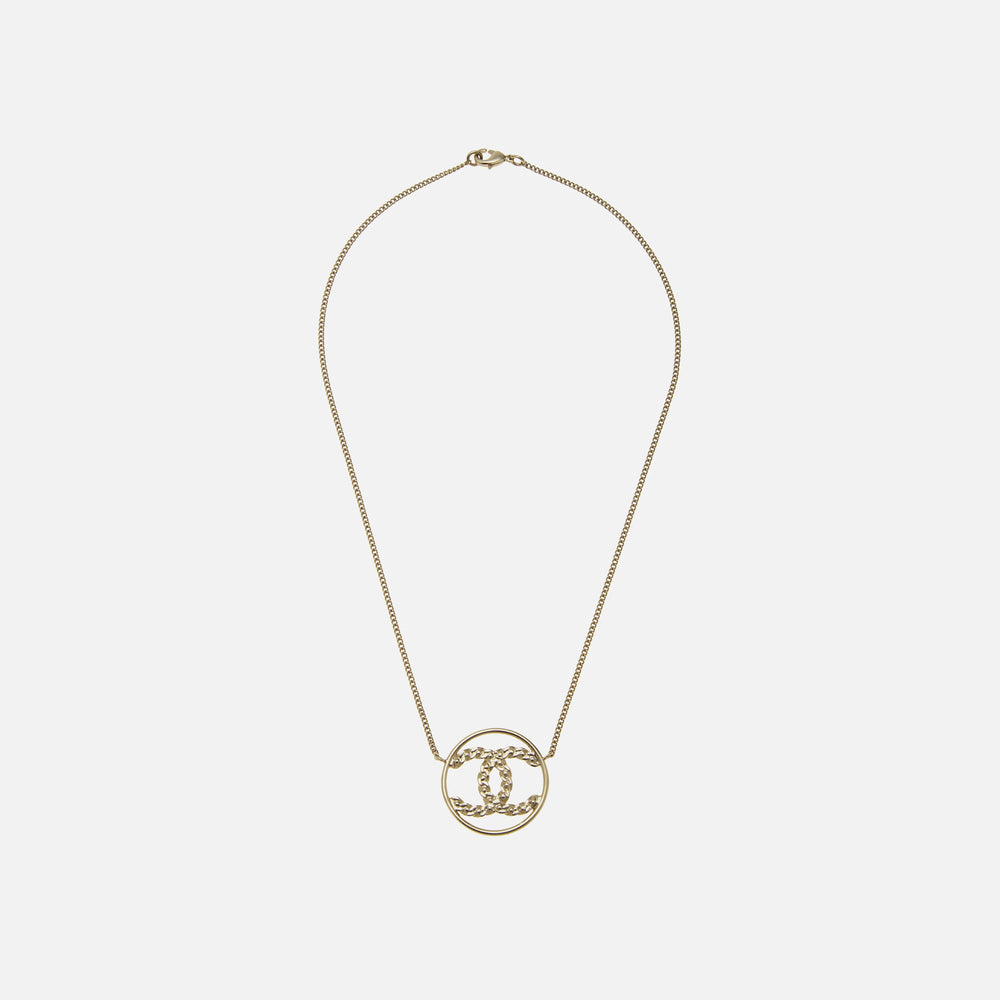 WGACA Chanel Gold Crystal CC In Circle Necklace - Gold / Crystal | Kith Gold / Crystal