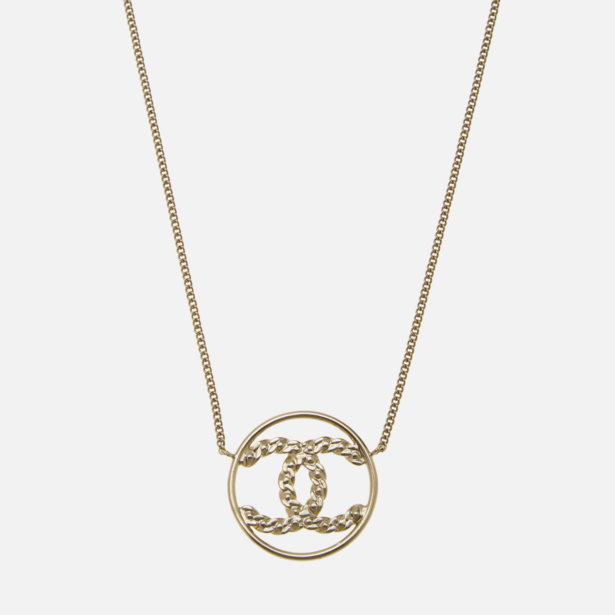 WGACA Chanel Gold Crystal CC In Circle Necklace - Gold / Crystal | Kith Gold / Crystal