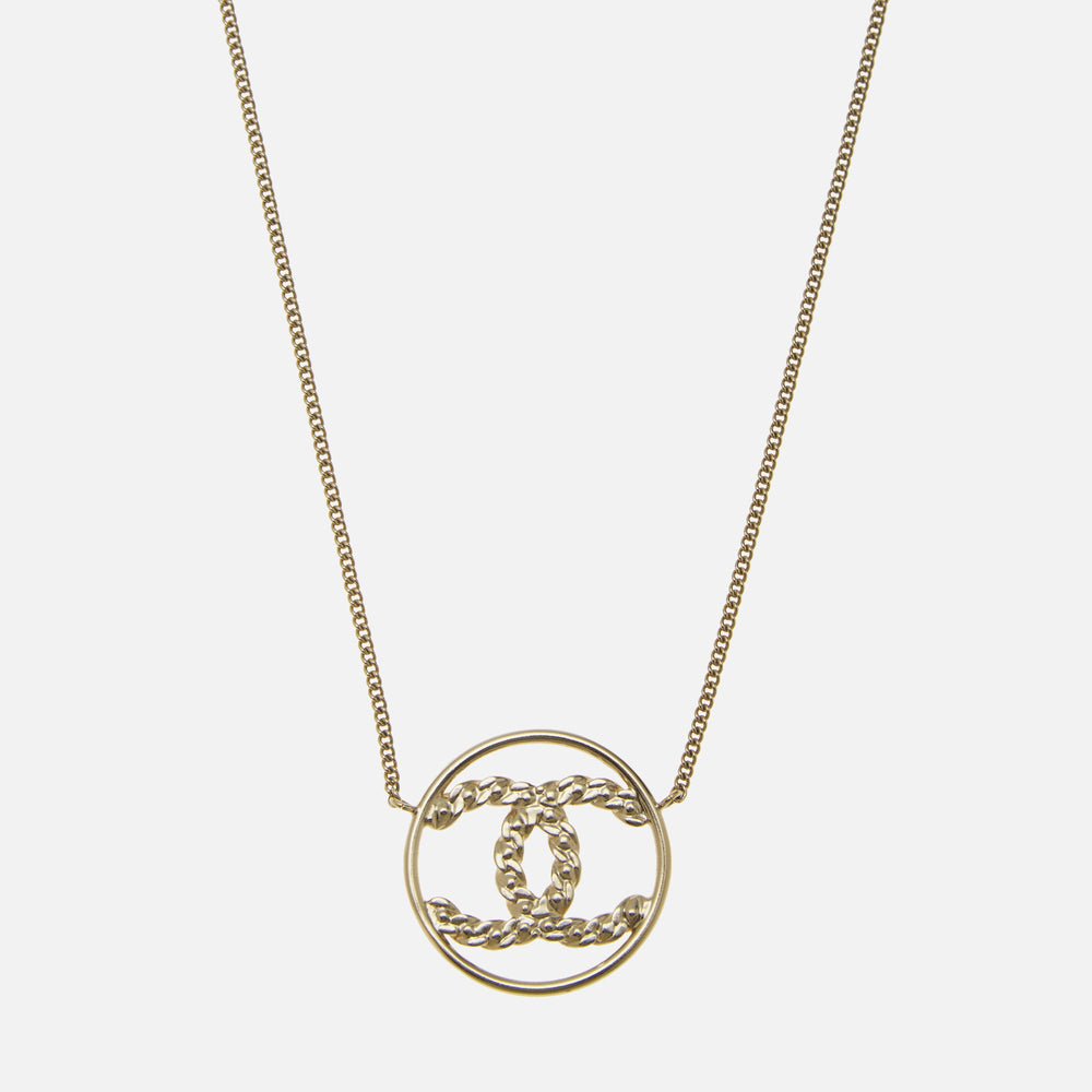 WGACA Chanel Gold Crystal CC In Circle Necklace - Gold / Crystal | Kith Gold / Crystal