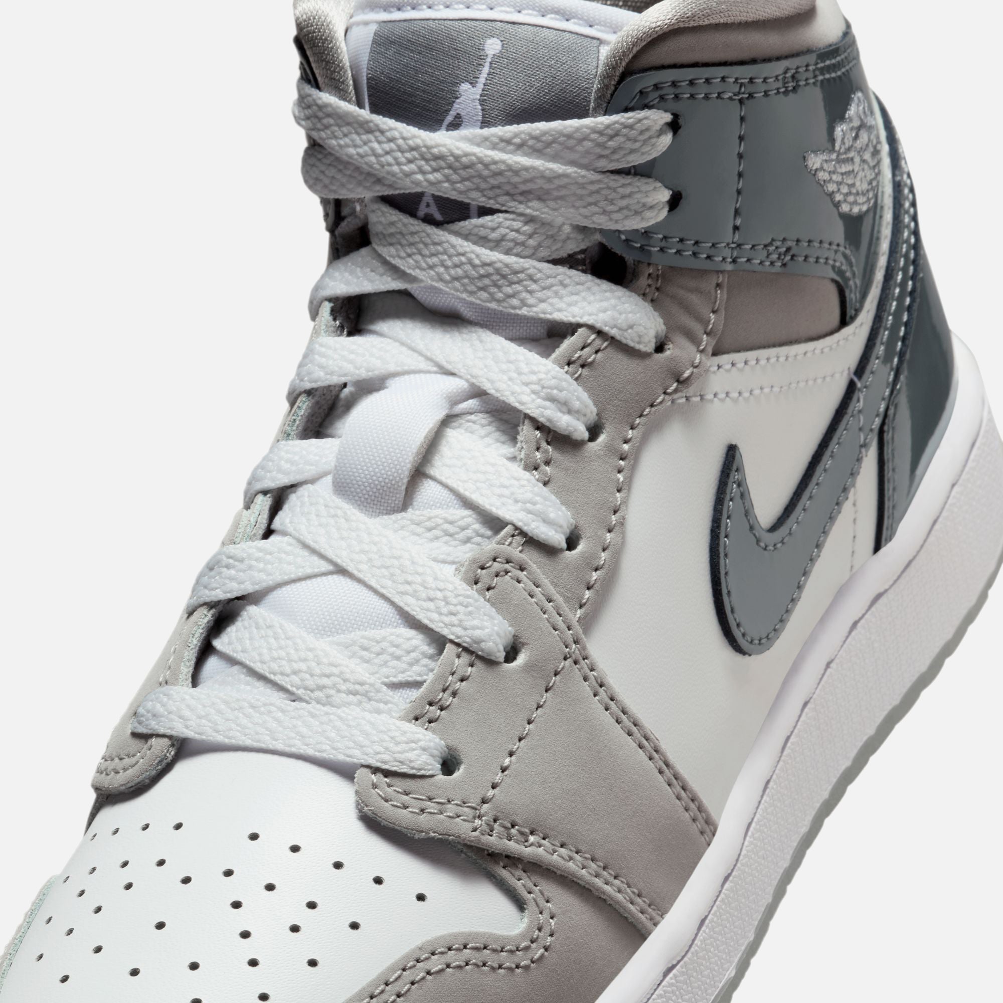 Jordan GS Air Jordan 1 Mid SE - White / Cool Grey / Med Grey | Kith White / Cool Grey / Med Grey